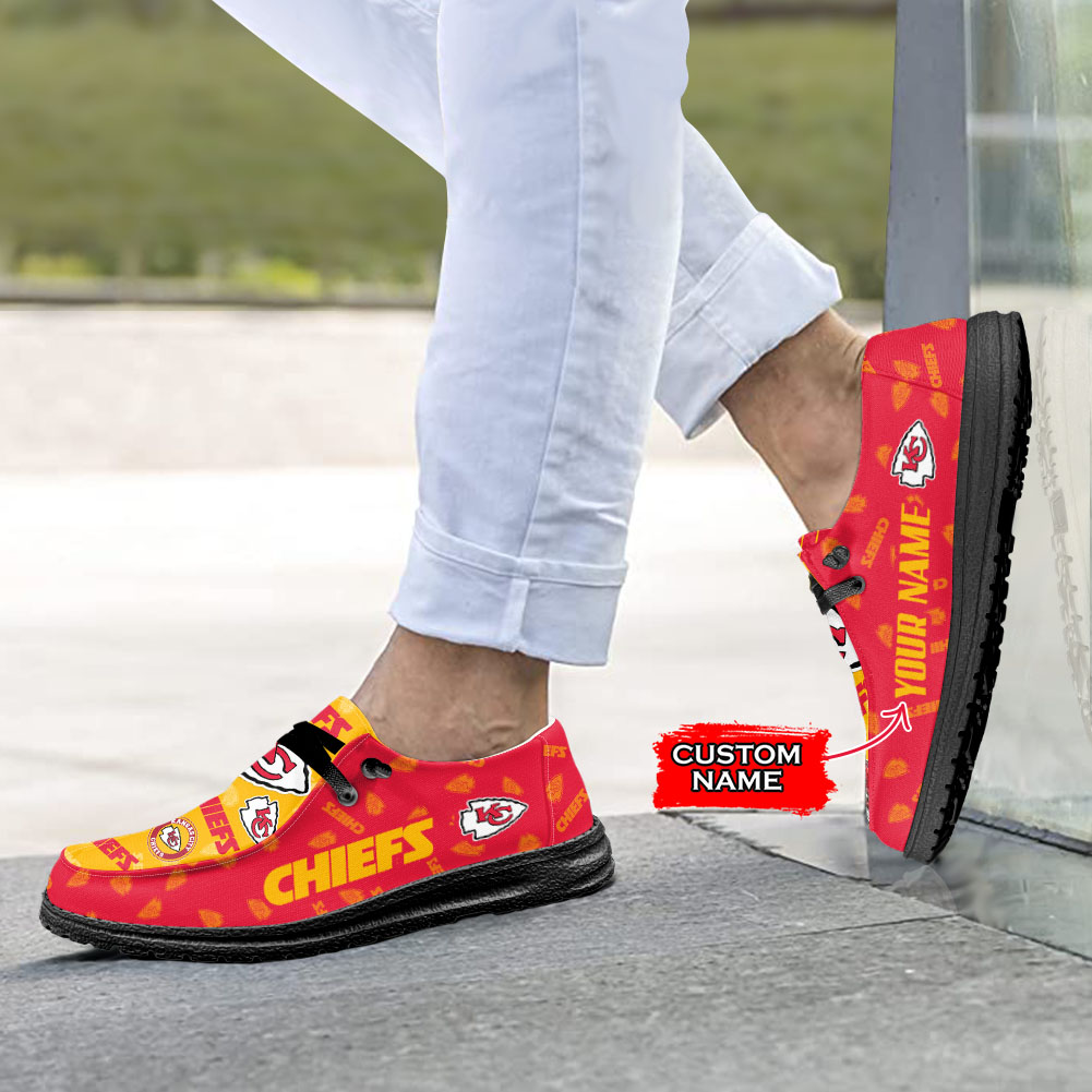 Footwearelite NFL Kansas City Chiefs Custom Name Hey Dude Shoes