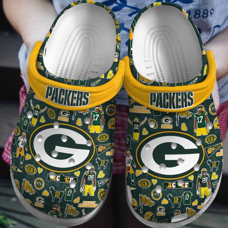 Green Bay Packers NFL Sport Crocs Crocband Clogs Shoes Comfortable For ...