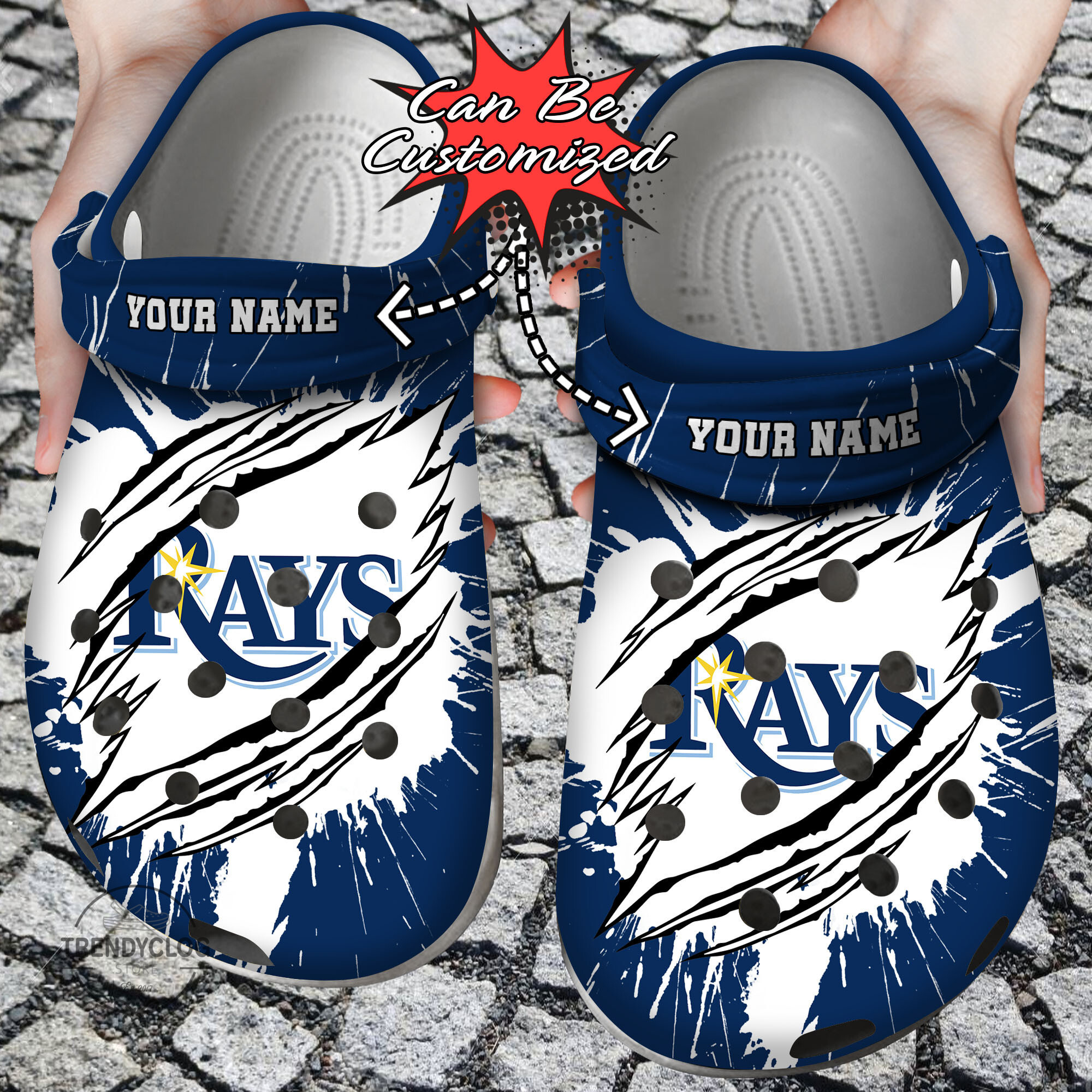 Baseball Personalized TB Rays Ripped Claw Clog Shoes - Footwearelite ...