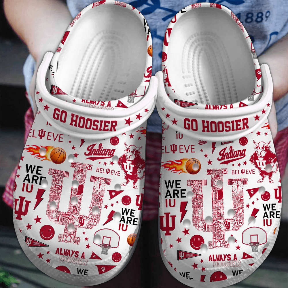 Footwearmerch Indiana Hoosiers NCAA Sport Crocs Clogs Crocband Shoes Comfortable For Men Women and Kids