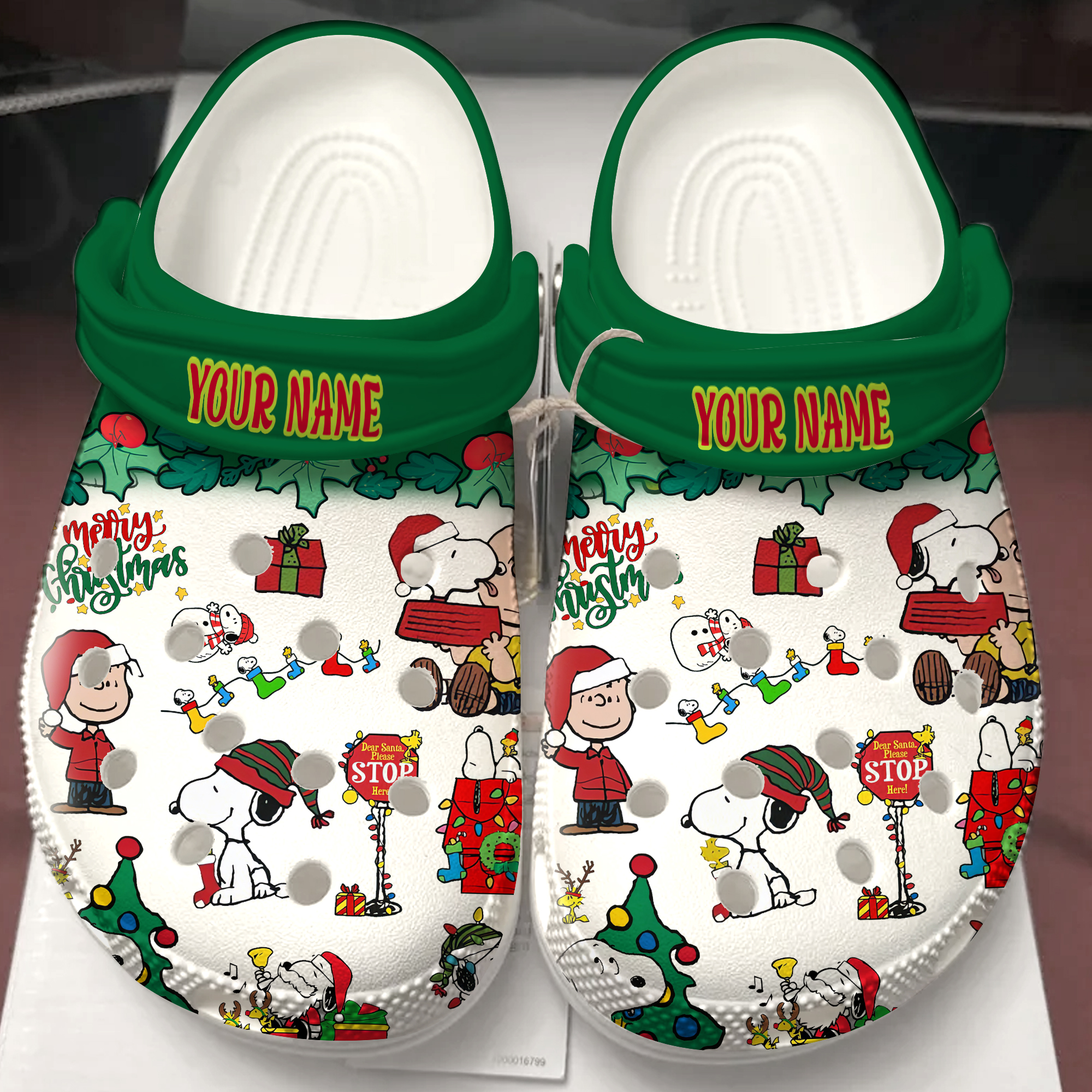 Footwearmerch Snoopy and Charlie Brown Peanuts Cartoon Christmas Crocs Crocband Clogs Shoes Comfortable For Men Women and Kids