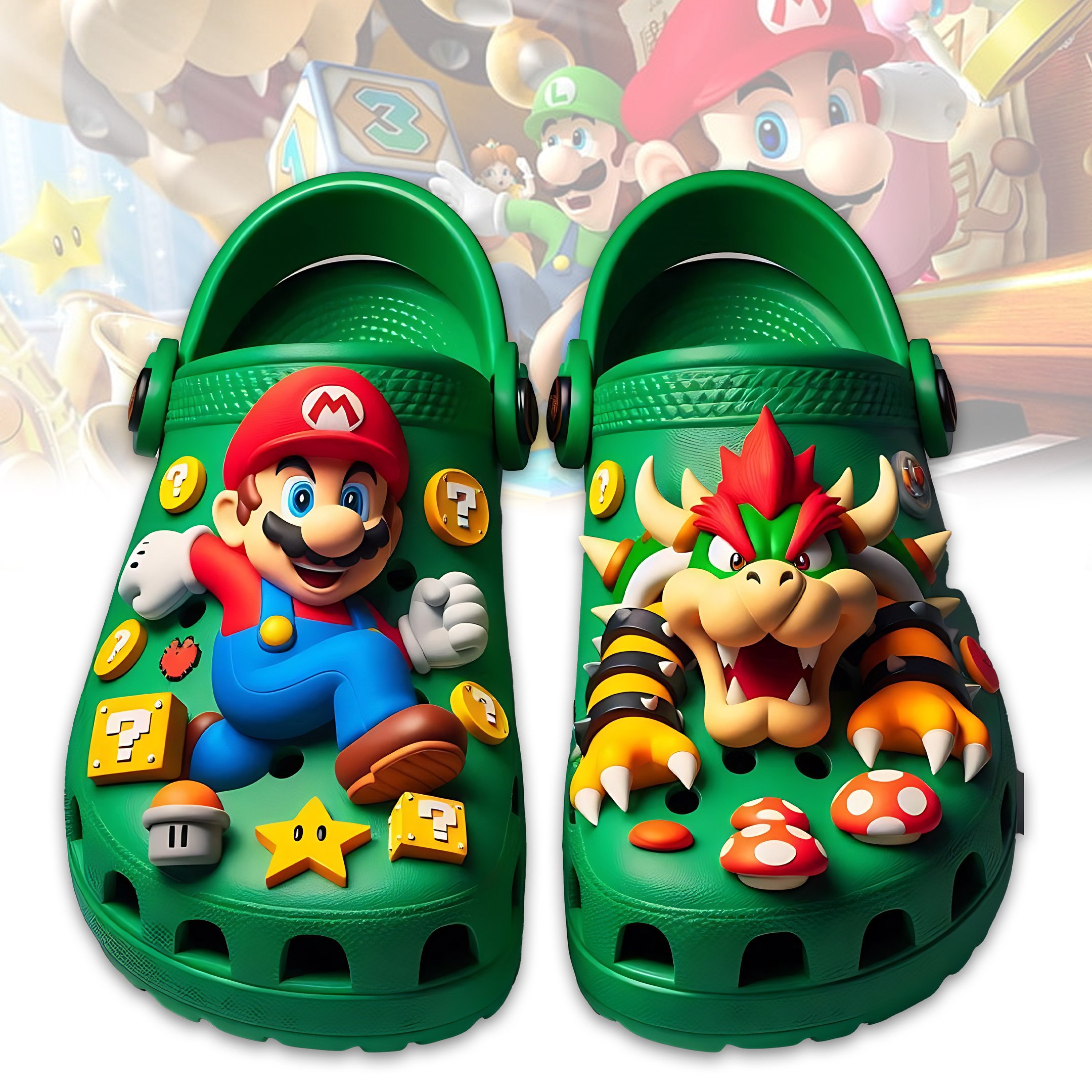 Footwearmerch Super Mario Game Crocs Crocband Clogs Shoes Comfortable For Men Women and Kids