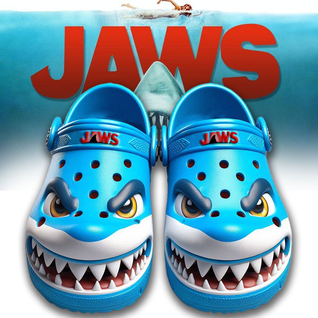 Footwearmerch Jaws Movie Crocs Crocband Clogs Shoes Comfortable For Men Women and Kids