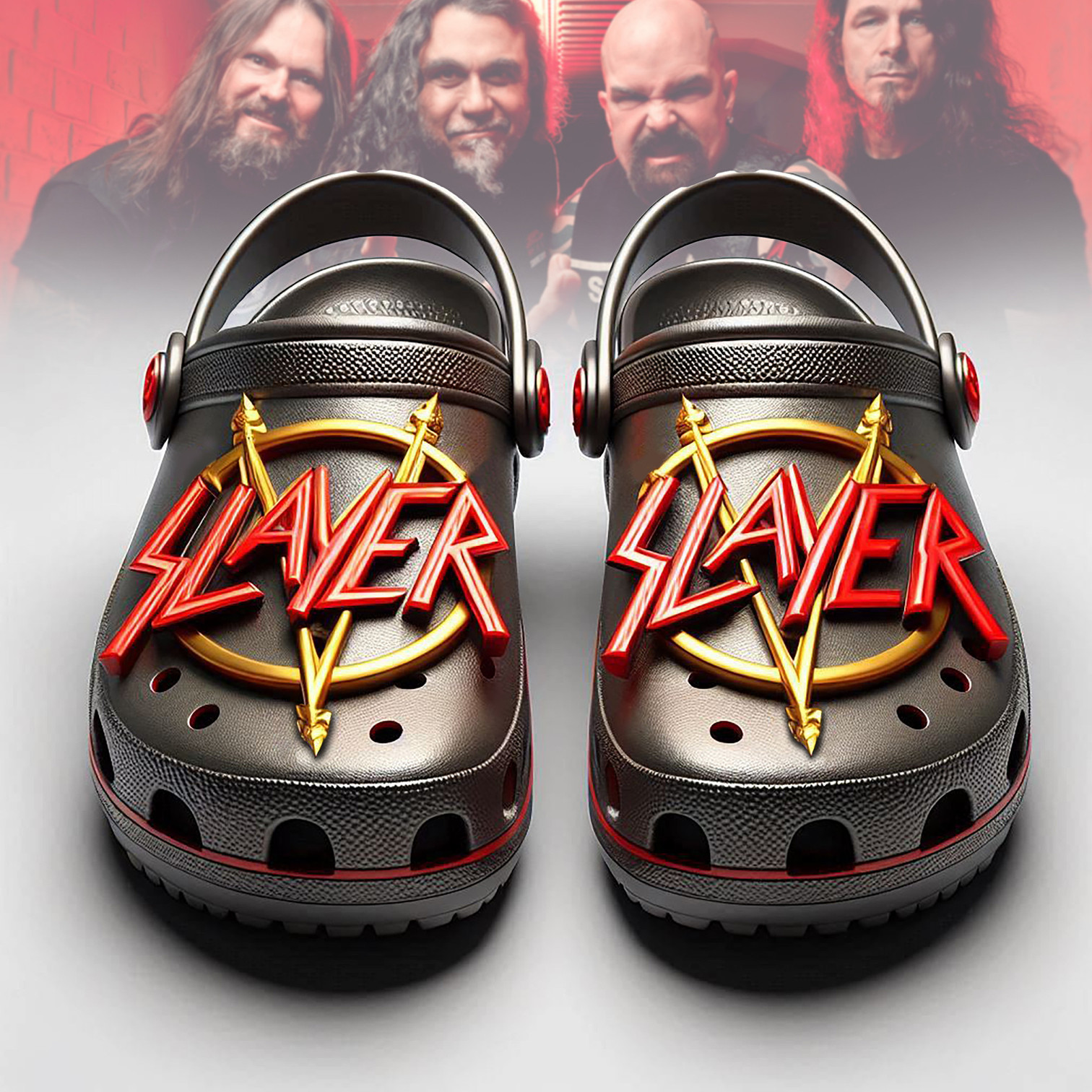 Footwearmerch Slayer Band Music Crocs Crocband Clogs Shoes Comfortable For Men Women and Kids