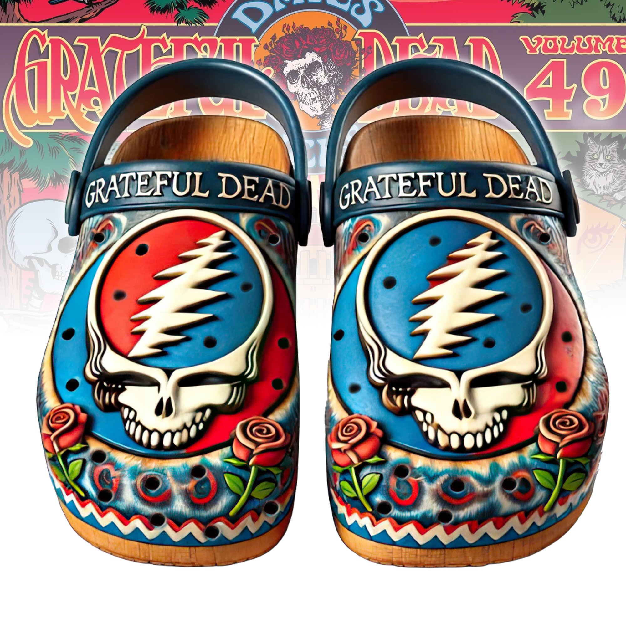 Footwearmerch Greatful Dead Movie Crocs Crocband Clogs Shoes Comfortable For Men Women and Kids