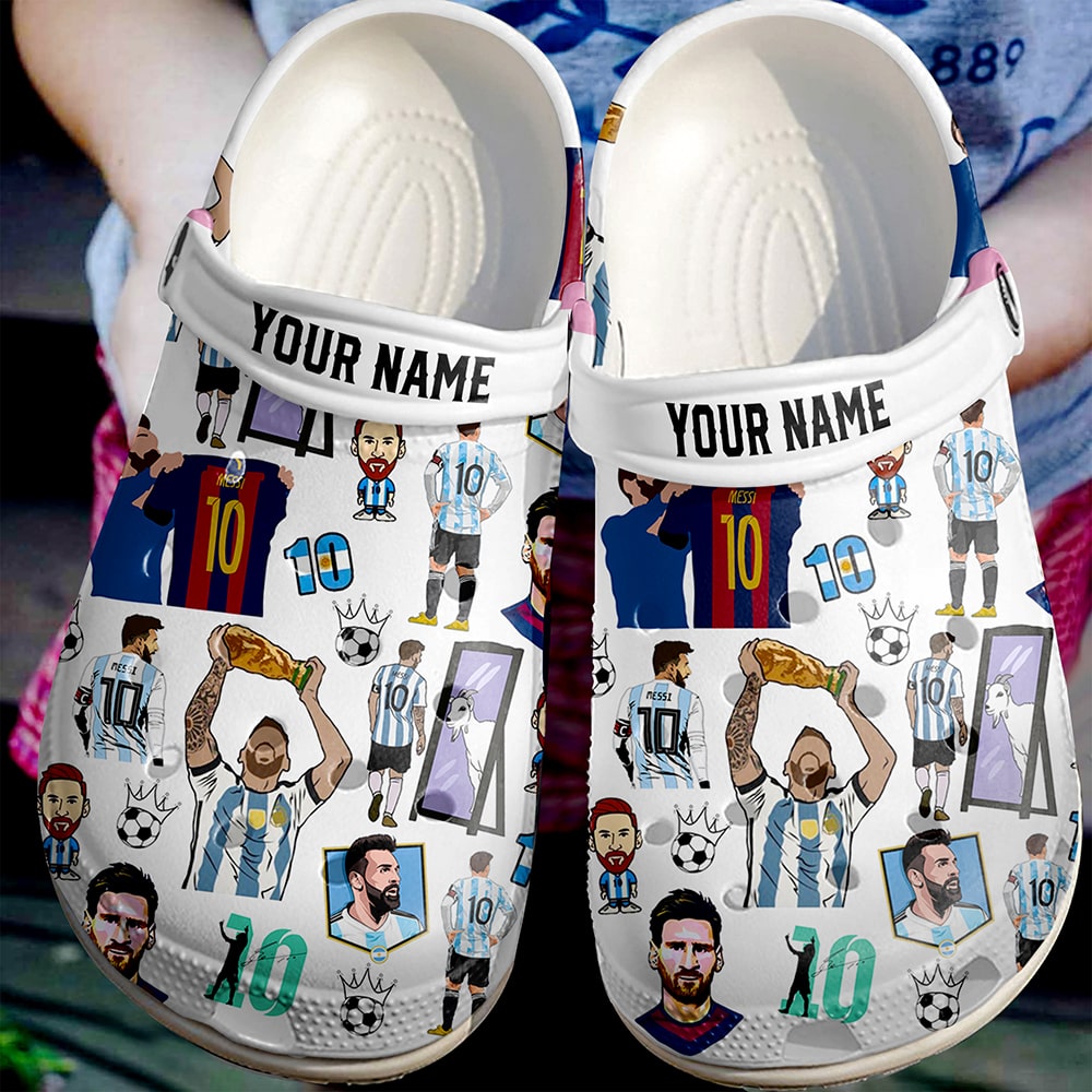Footwearmerch Lionel Messi Football Soccer Sport Crocs Crocband Clogs Shoes Comfortable For Men Women and Kids