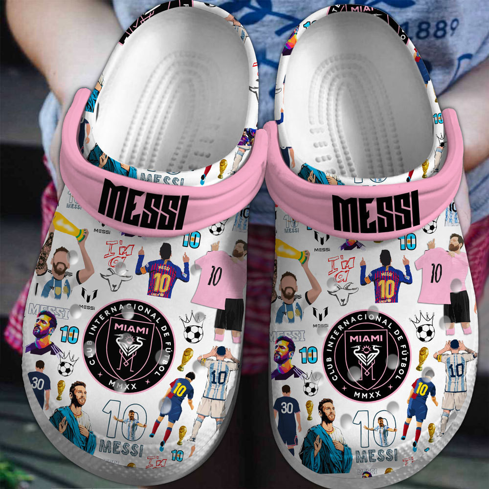 Footwearmerch Lionel Messi Football Soccer Sport Crocs Crocband Clogs Shoes Comfortable For Men Women and Kids