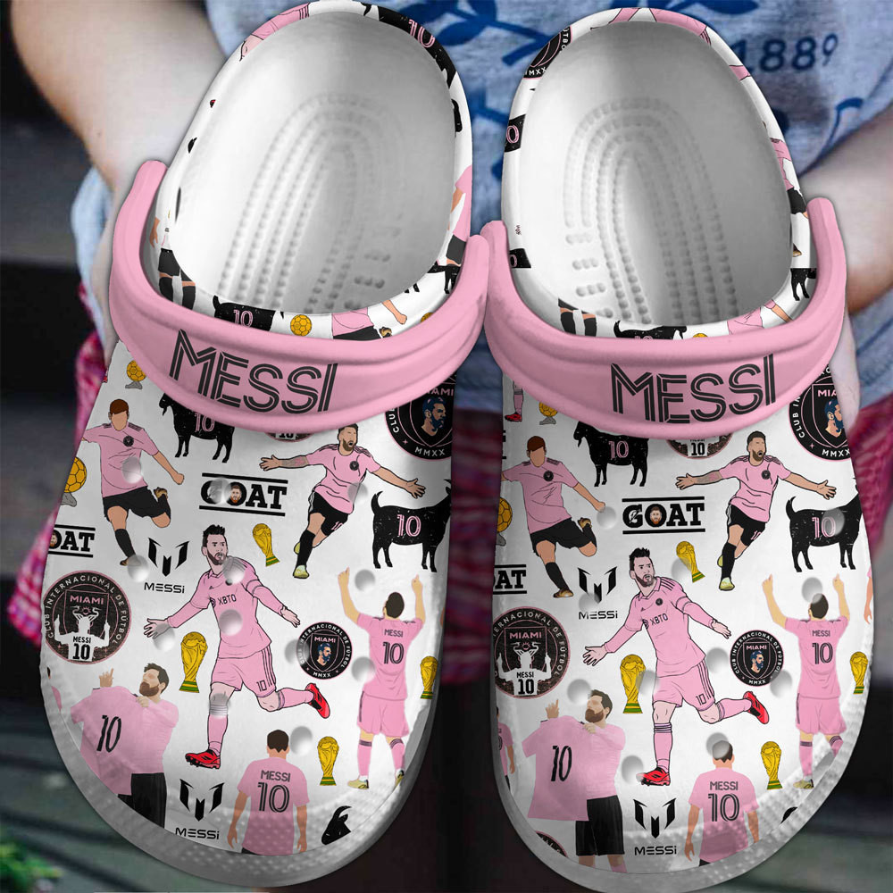 Footwearmerch Lionel Messi Football Soccer Sport Crocs Crocband Clogs Shoes Comfortable For Men Women and Kids