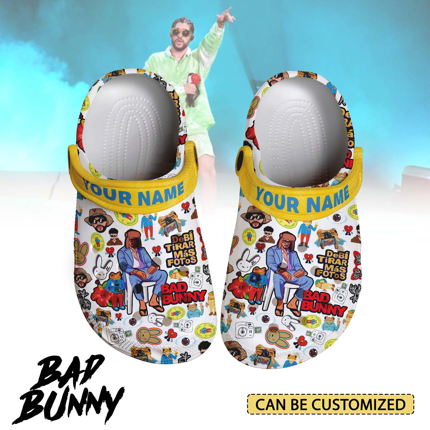 Footwearmerch Bad Bunny Music Crocs Crocband Clogs Shoes Comfortable For Men Women and Kids