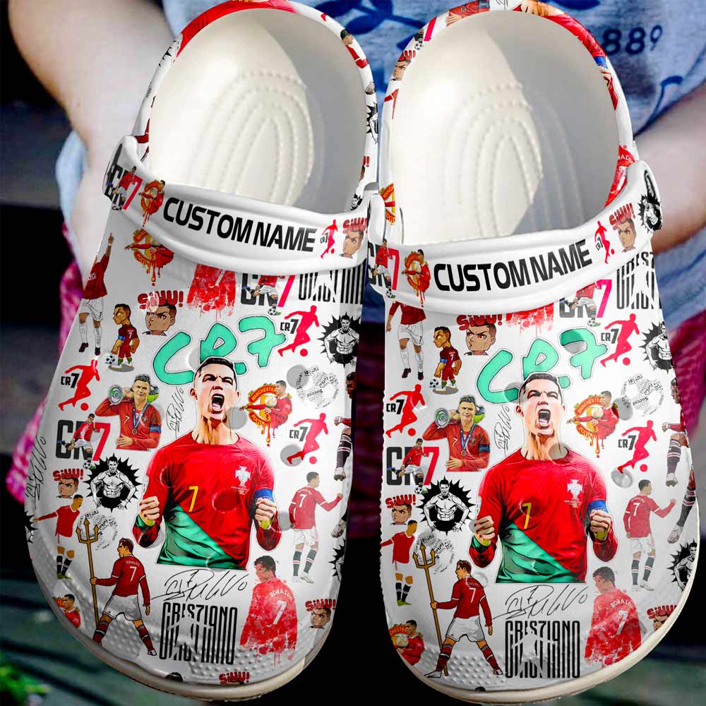 Footwearmerch Cristiano Ronaldo CR7 Crocs Crocband Clogs Shoes Comfortable For Men Women and Kids