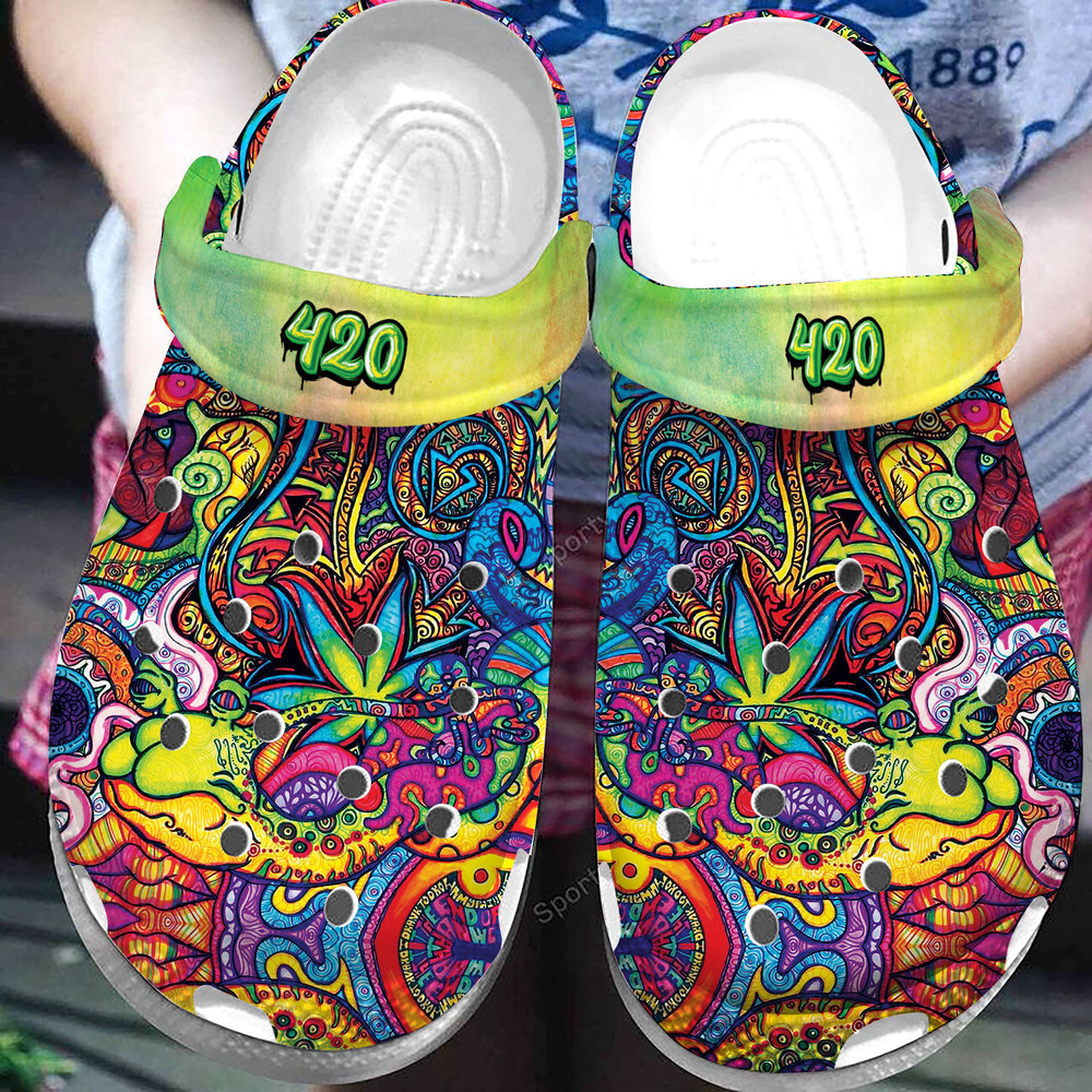 Footwearmerch 420 Hippie Trippy Tie Dye Weed Clogs Shoes Dh