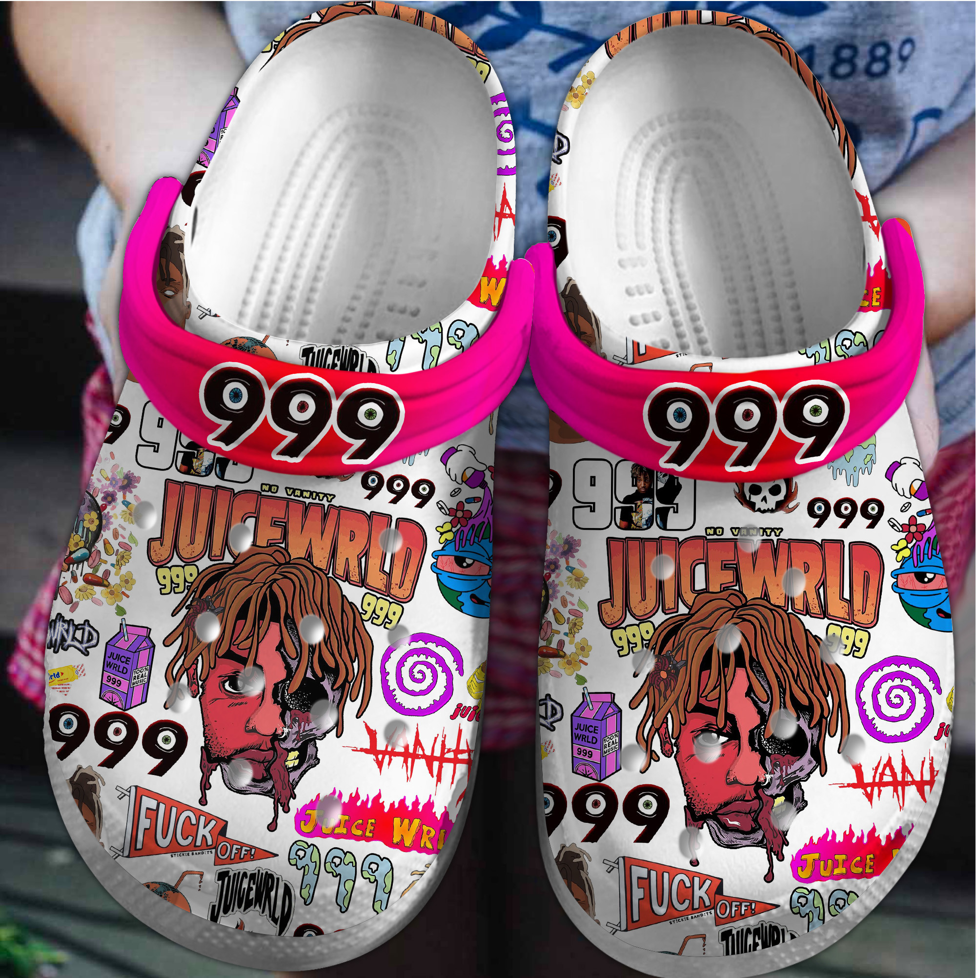 Footwearmerch 999 Juice Wrld Music Crocs Crocband Clogs Shoes Comfortable For Men Women and Kids