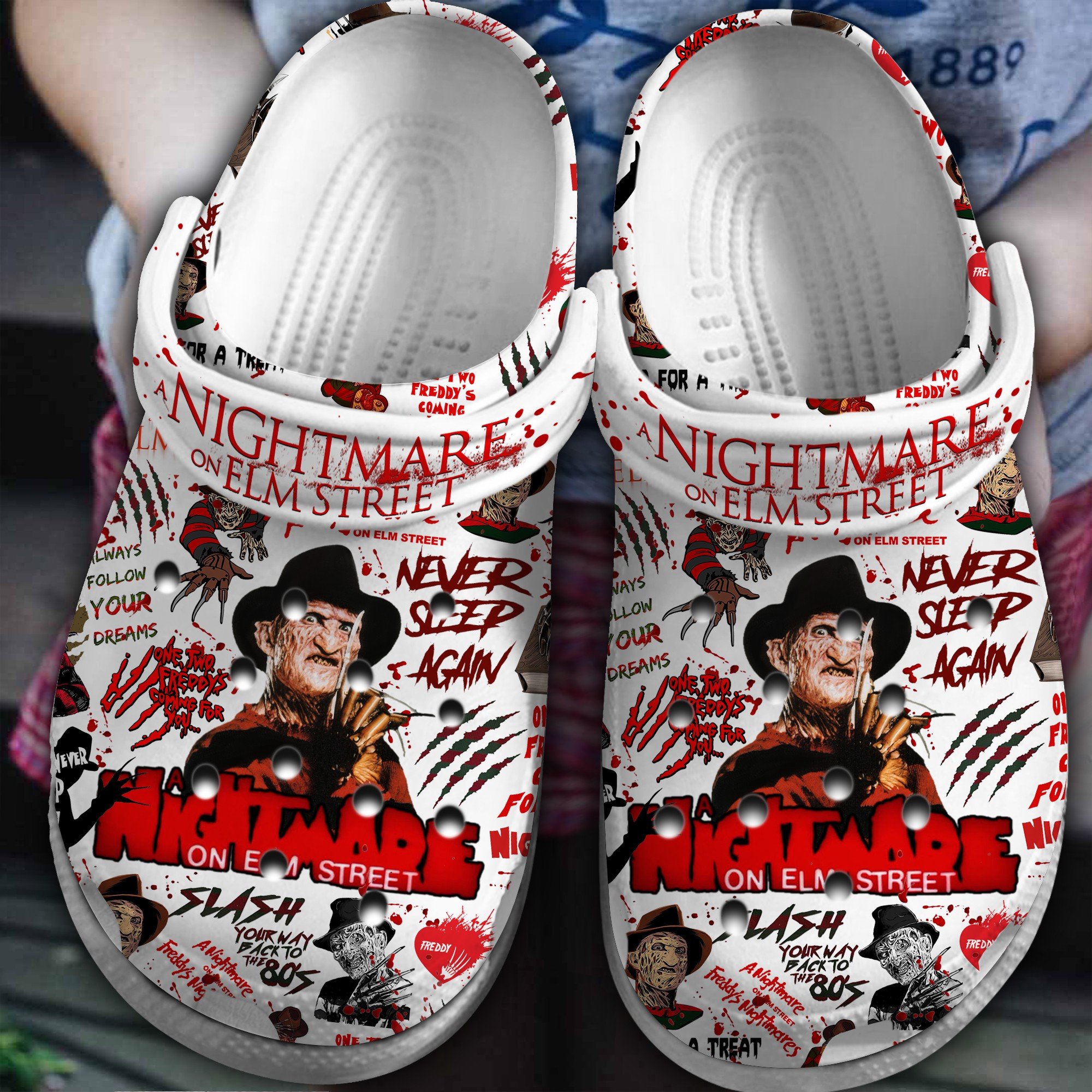 Footwearmerch A Nightmare on Elm Street Movie Halloween Crocs Crocband Clogs Shoes Comfortable For Men Women and Kids