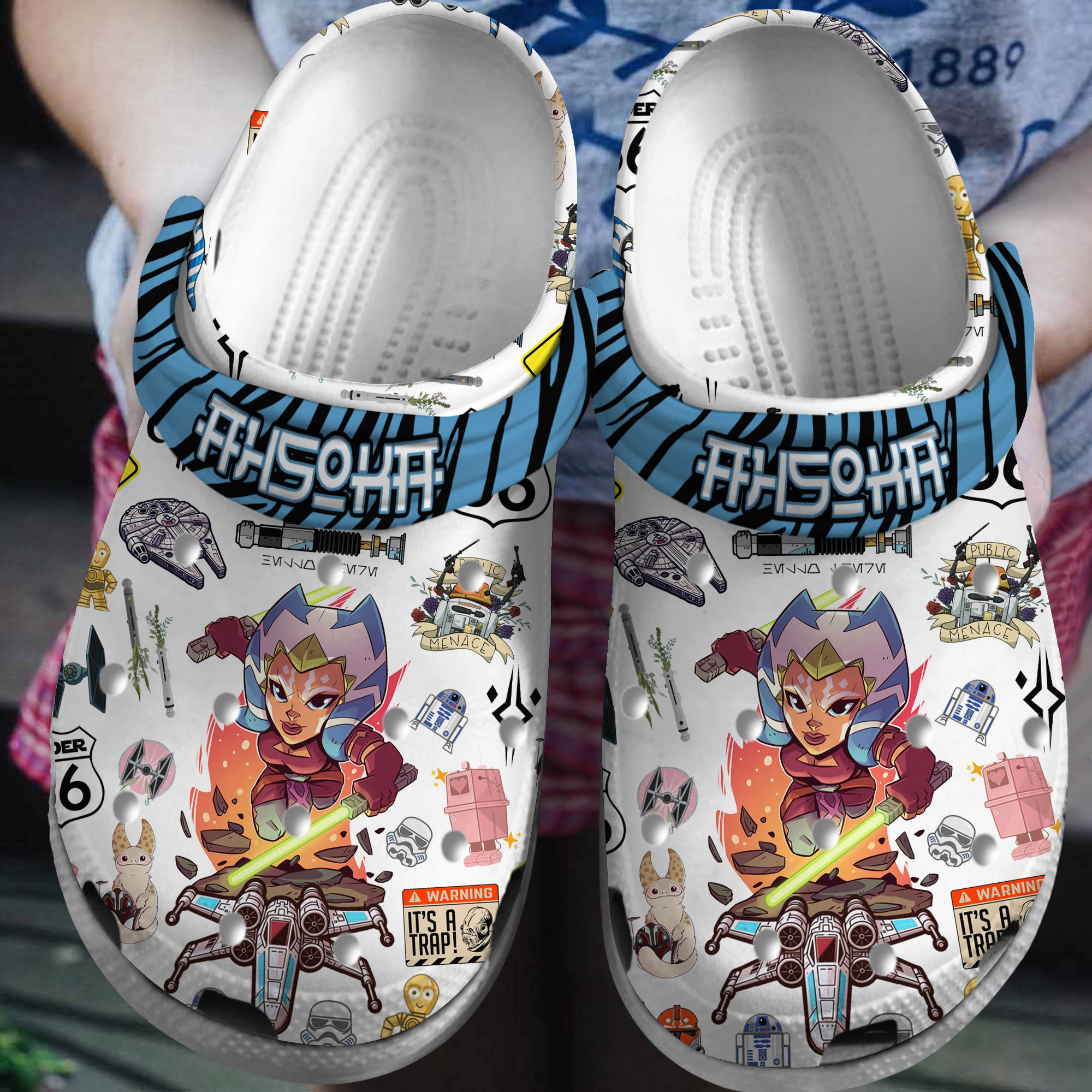 Footwearmerch Ahsoka Star Wars Movie Crocs Crocband Clogs Shoes Comfortable For Men Women and Kids