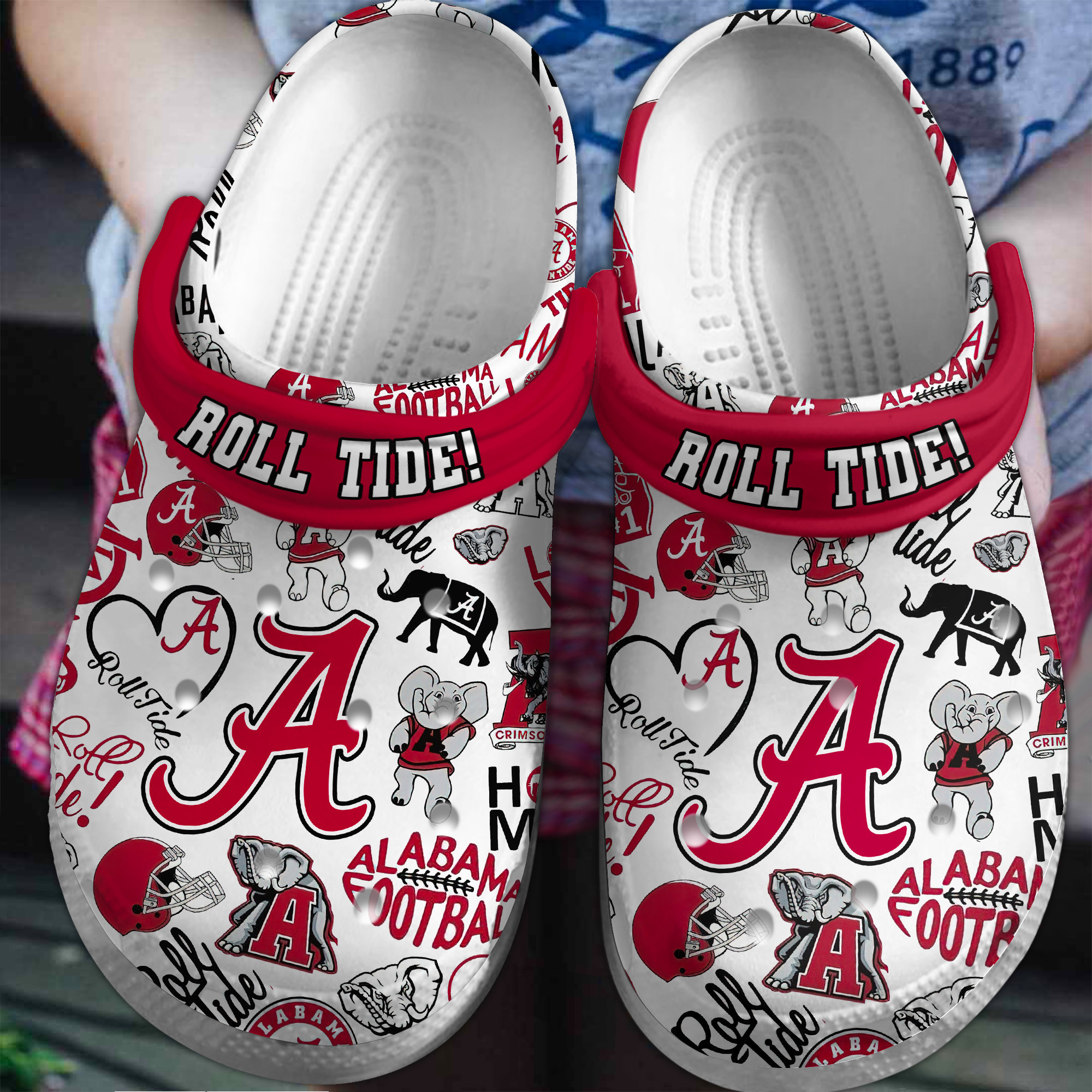 Footwearmerch Alabama Crimson Tide NCAA Sport Crocs Crocband Clogs Shoes Comfortable For Men Women and Kids