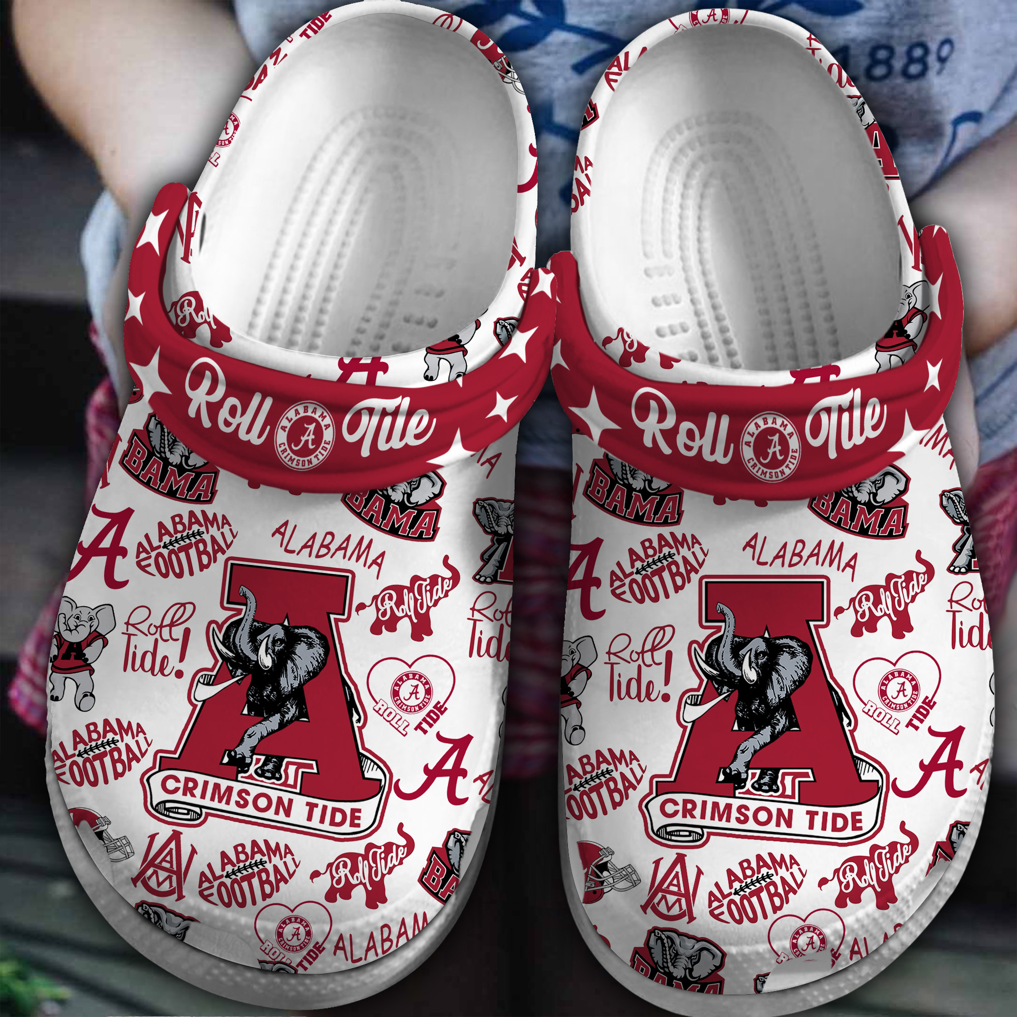 Footwearmerch Alabama Crimson Tide NCAA Sport Crocs Crocband Clogs Shoes Comfortable For Men Women and Kids