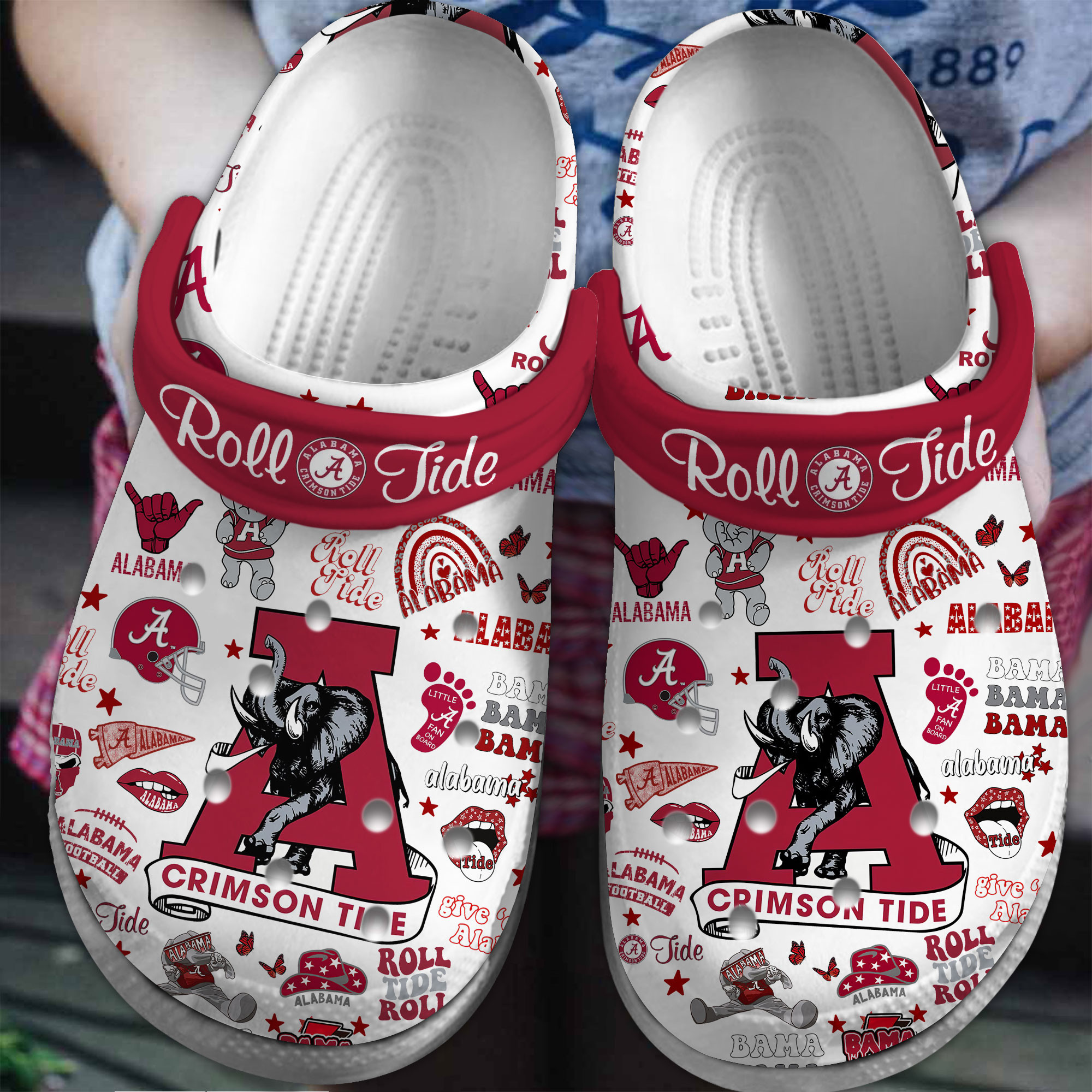 Footwearmerch Alabama Crimson Tide NCAA Sport Crocs Crocband Clogs Shoes Comfortable For Men Women and Kids