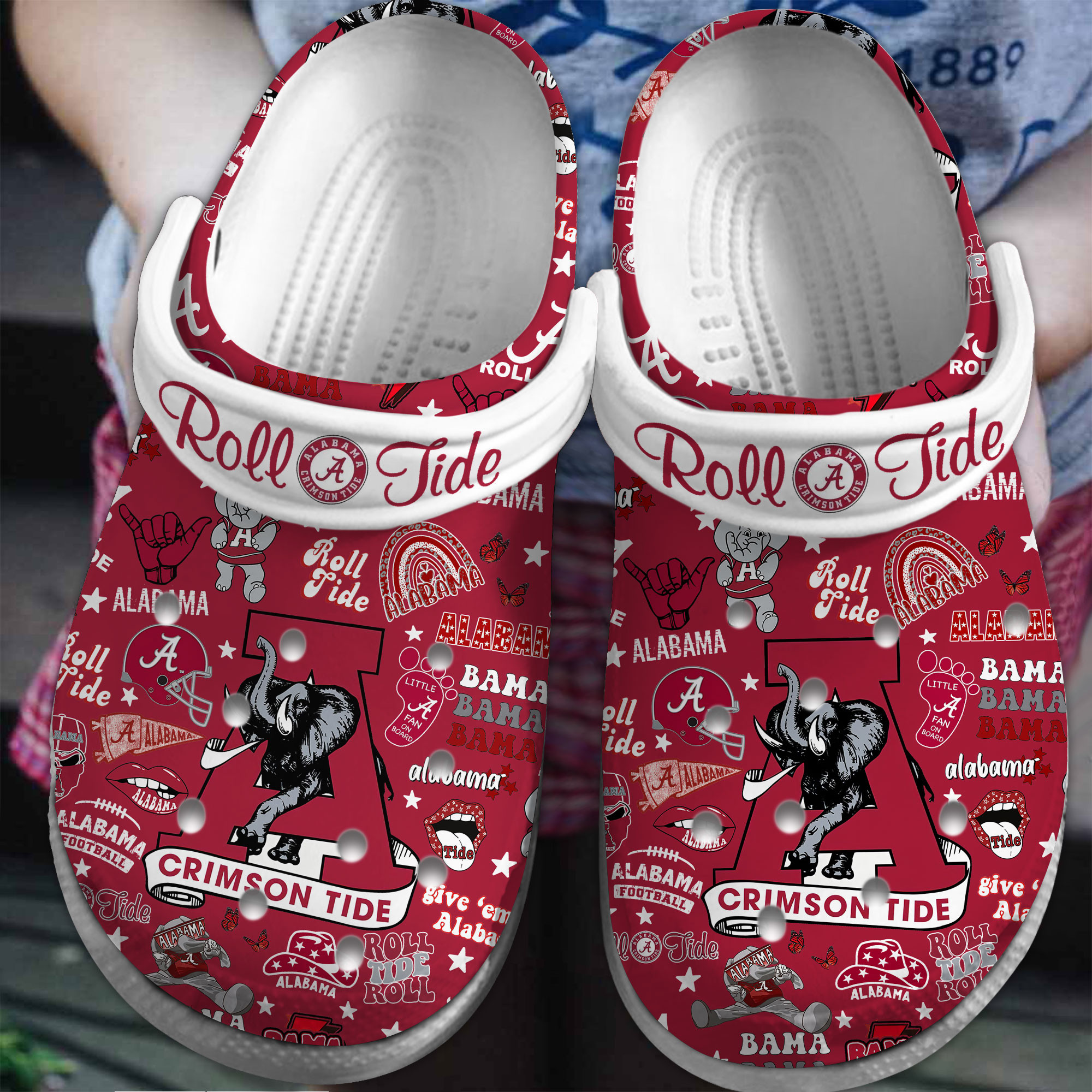 Footwearmerch Alabama Crimson Tide NCAA Sport Crocs Crocband Clogs Shoes Comfortable For Men Women and Kids