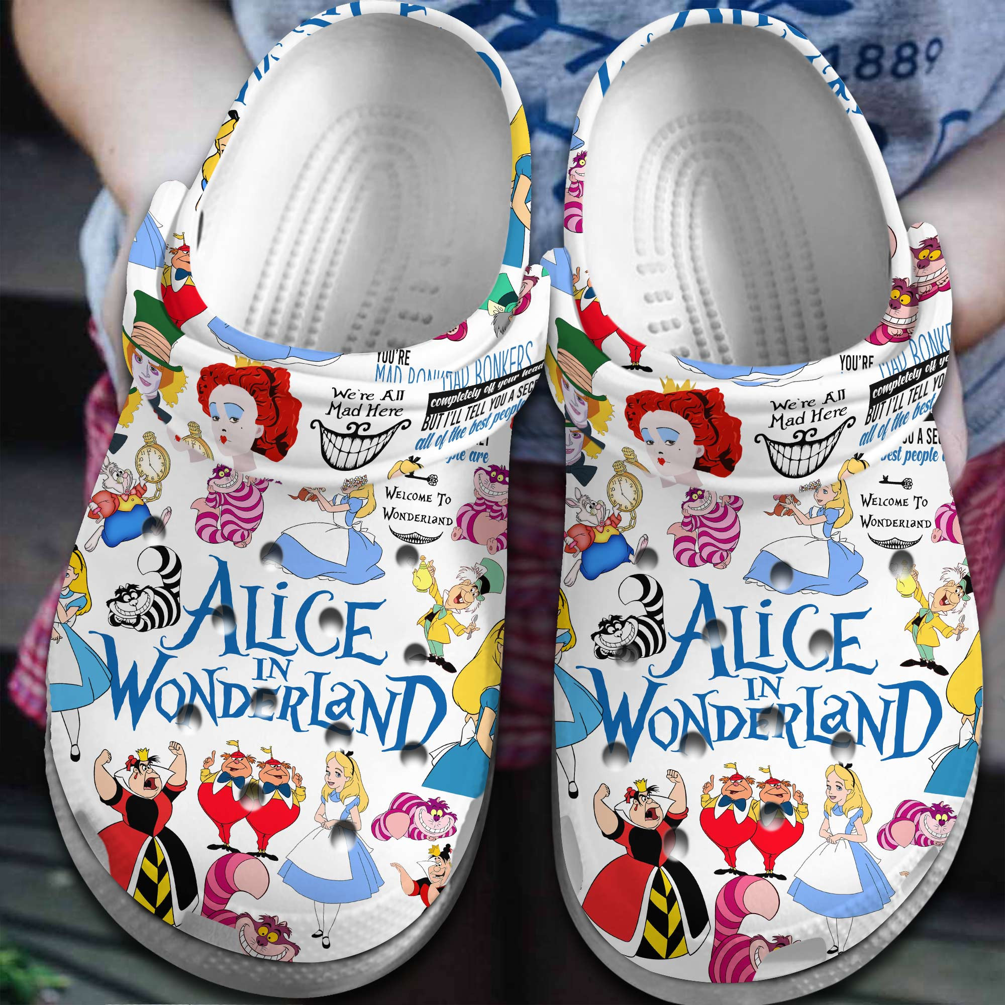 Footwearmerch Alice in Wonderland Movie Crocs Crocband Clogs Shoes Comfortable For Men Women and Kids