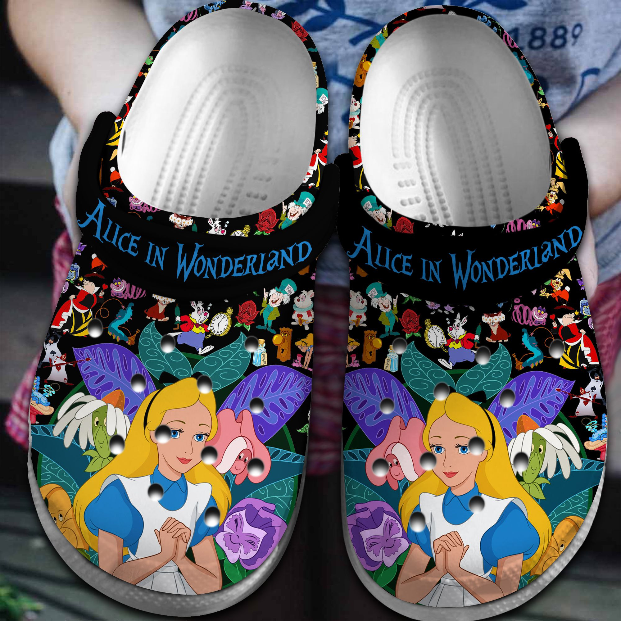 Footwearmerch Alice in Wonderland Movie Crocs Crocband Clogs Shoes Comfortable For Men Women and Kids