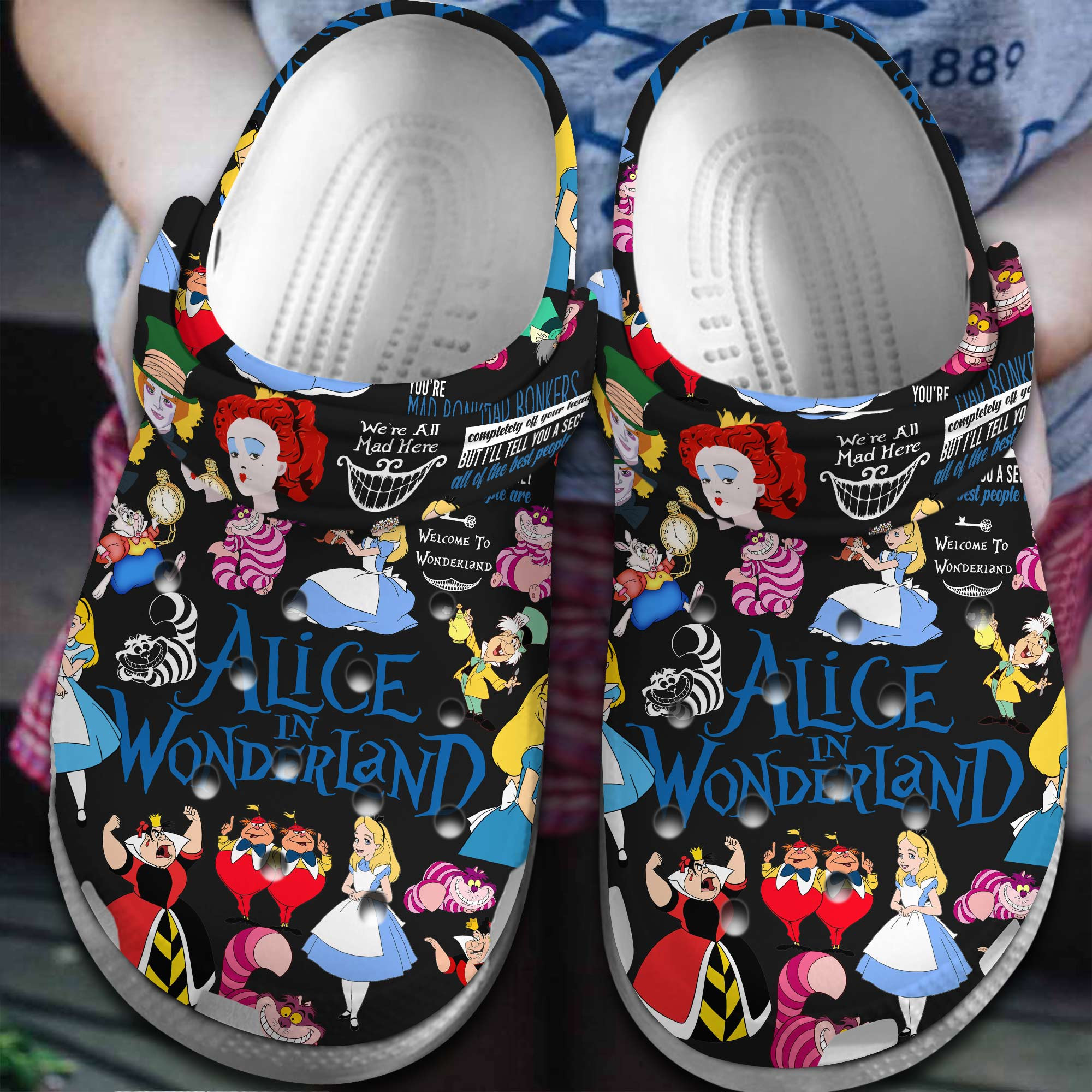 Footwearmerch Alice in Wonderland Movie Crocs Crocband Clogs Shoes Comfortable For Men Women and Kids