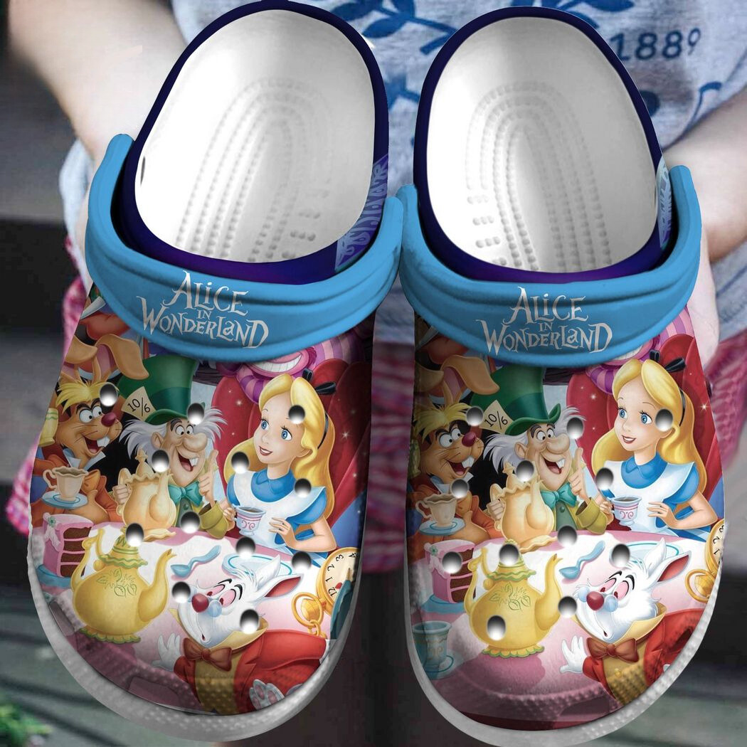 Footwearmerch Alice In Wonderland Movie Crocs Crocband Clogs Shoes Comfortable For Men Women and Kids