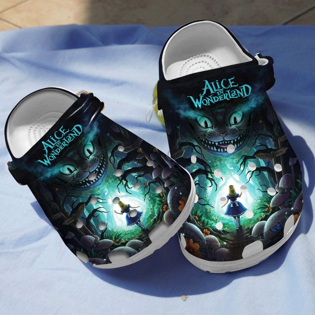 Footwearmerch Alice In Wonderland Movie Crocs Crocband Clogs Shoes Comfortable For Men Women and Kids