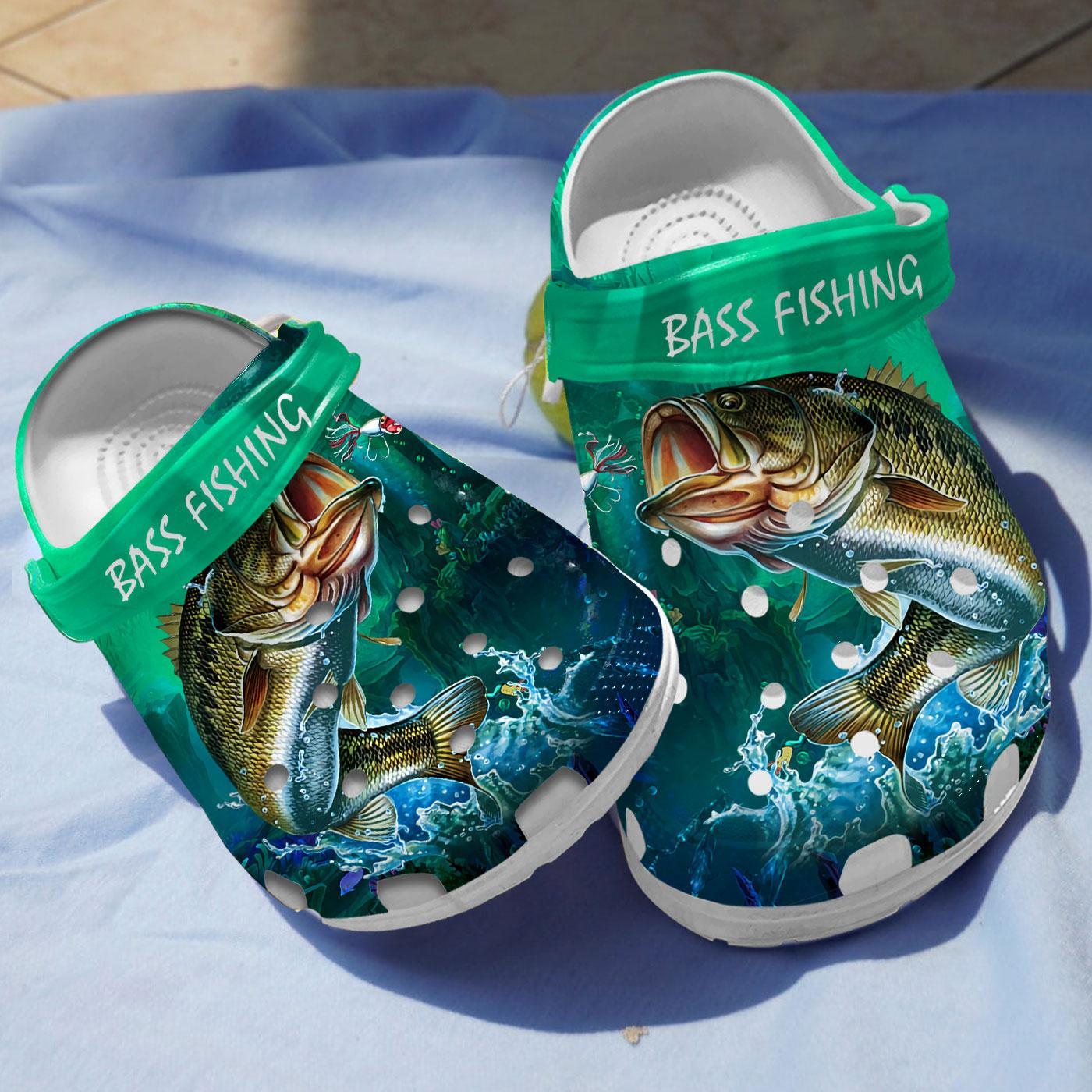 Footwearmerch Amazing Bass Fishing Crocs Crocband Clogs Shoes Comfortable For Men Women and Kids