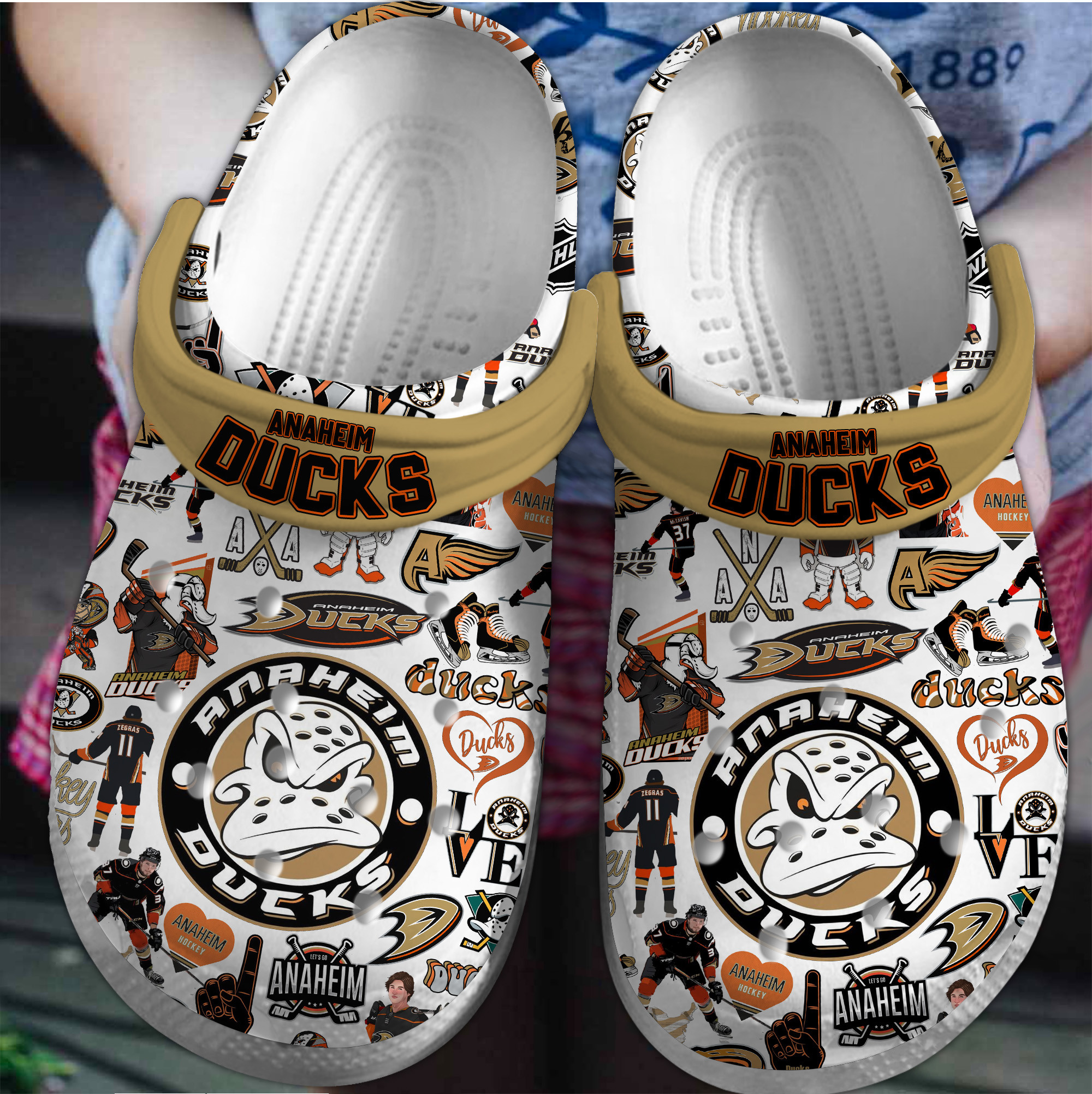 Footwearmerch Anaheim Ducks NHL Sport Crocs Crocband Clogs Shoes Comfortable For Men Women and Kids