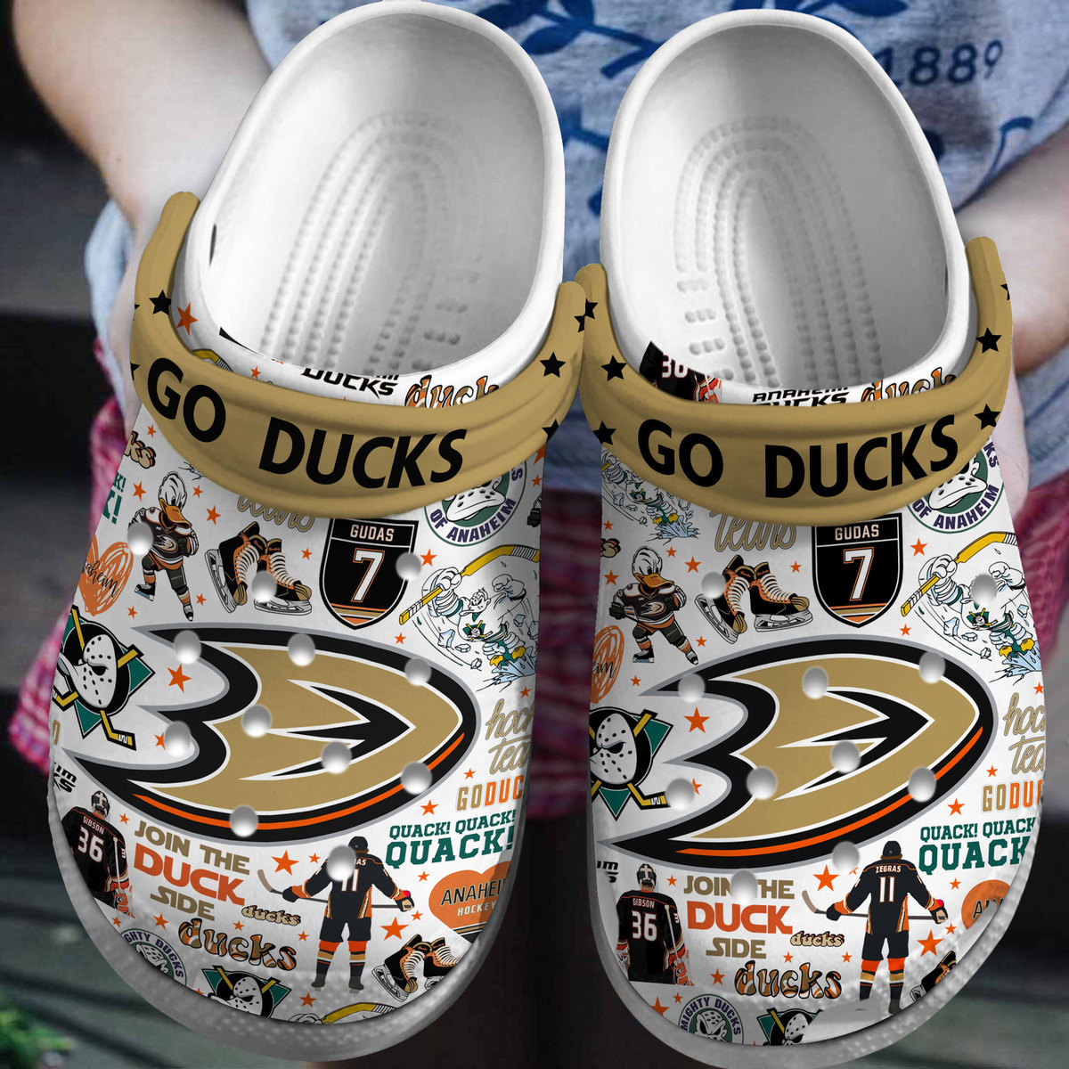 Footwearmerch Anaheim Ducks NHL Sport Crocs Crocband Clogs Shoes Comfortable For Men Women and Kids