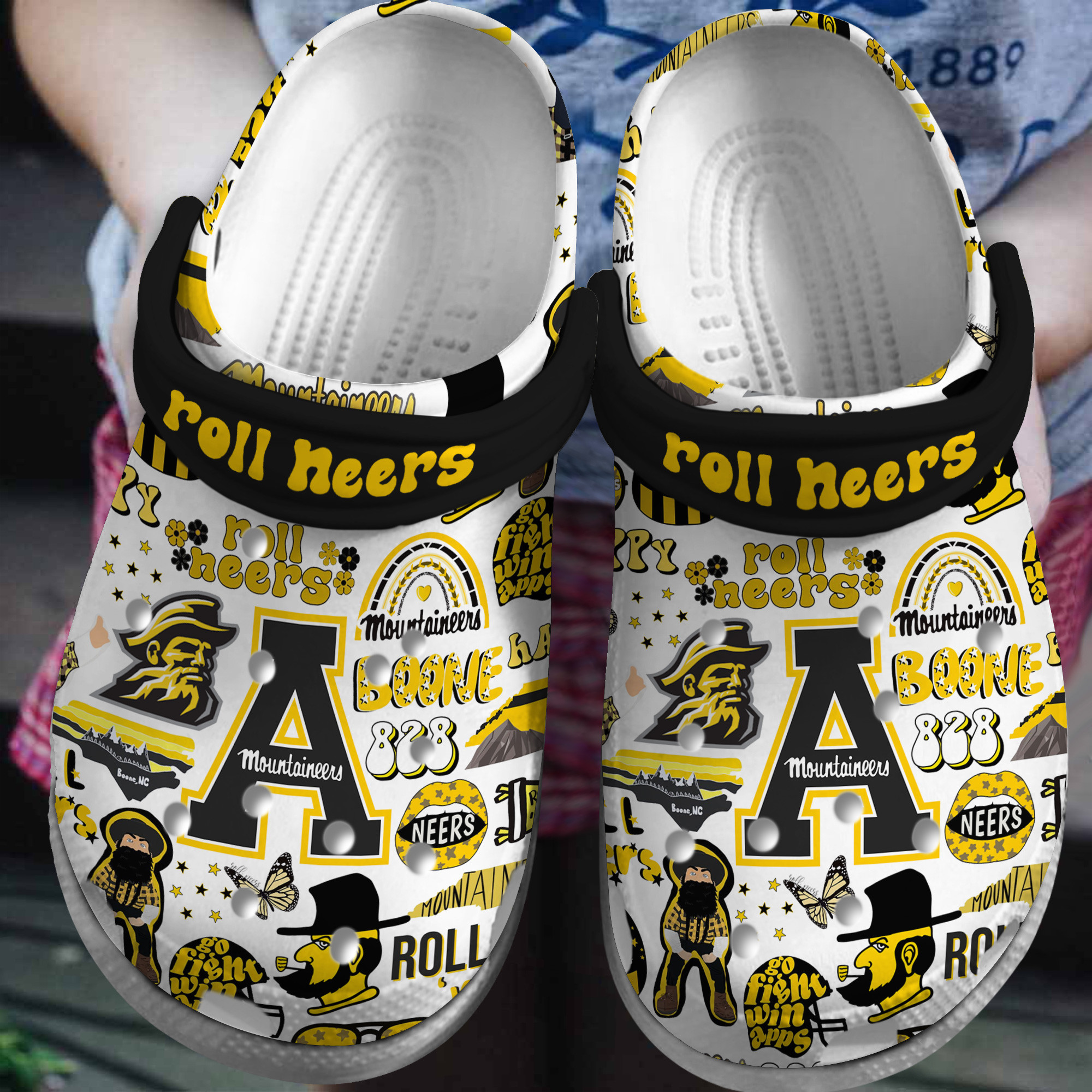 Footwearmerch Appalachian State Mountainseers NCAA Sport Crocs Crocband Clogs Shoes Comfortable For Men Women and Kids