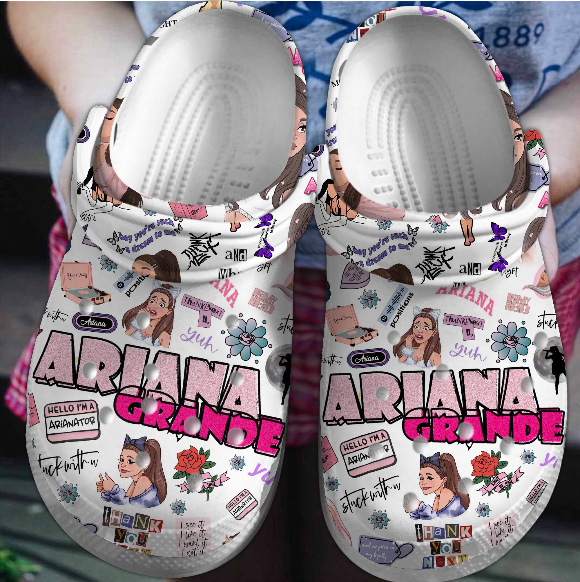 Footwearmerch Ariana Grande Music Crocs Crocband Clogs Shoes Comfortable For Men Women and Kids