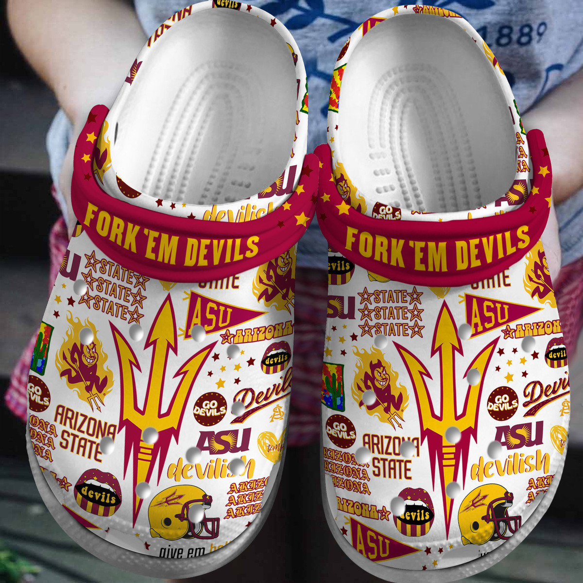 Footwearmerch Arizona State Sun Devils NCAA Sport Crocs Crocband Clogs Shoes Comfortable For Men Women and Kids