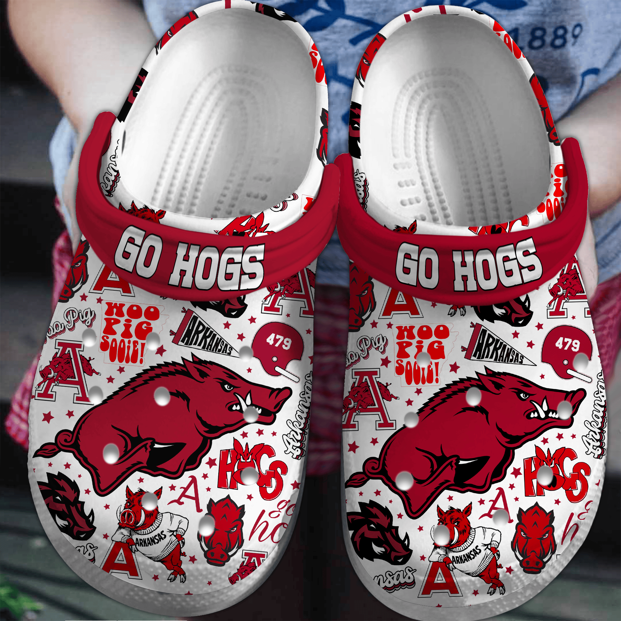 Footwearmerch Arkansas Razorbacks NCAA Sport Crocs Crocband Clogs Shoes Comfortable For Men Women and Kids