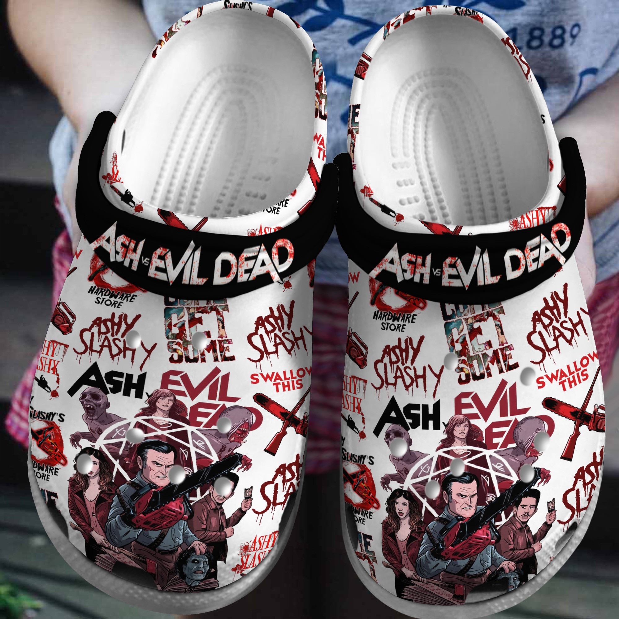 Footwearmerch Ash And Evil Dead TV Series Crocs Crocband Clogs Shoes Comfortable For Men Women and Kids