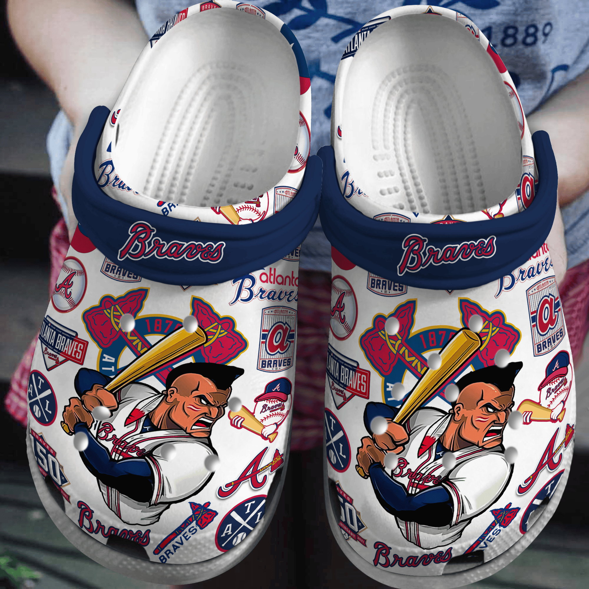 Footwearmerch Atlanta Braves MLB Sport Crocs Crocband Clogs Shoes Comfortable For Men Women and Kids