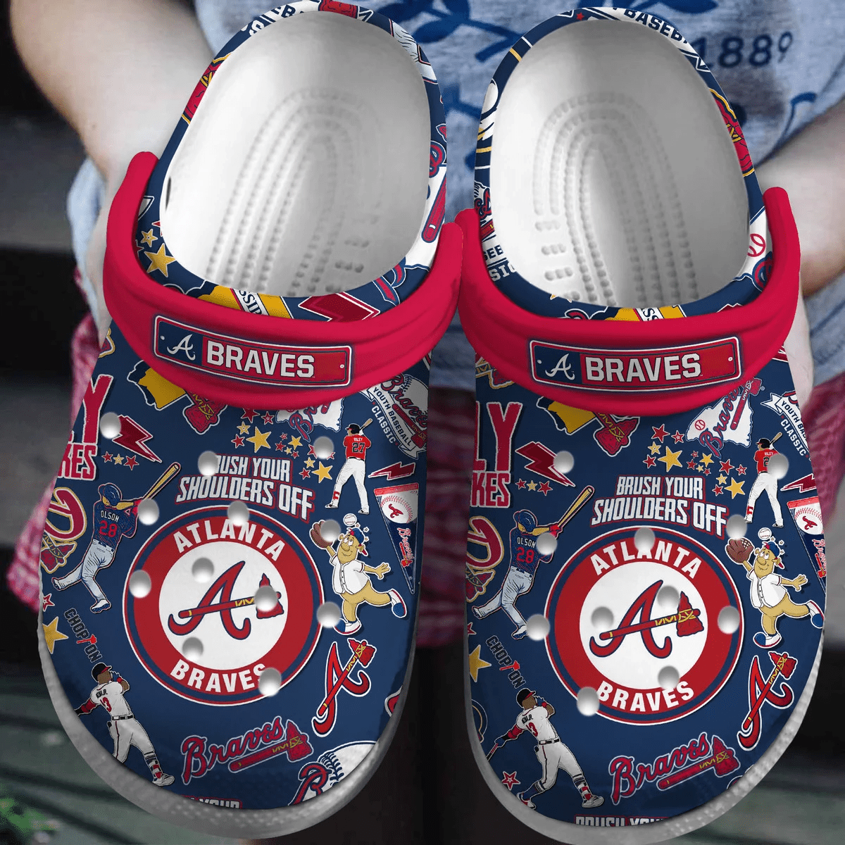 Footwearmerch Atlanta Braves MLB Sport Crocs Crocband Clogs Shoes Comfortable For Men Women and Kids