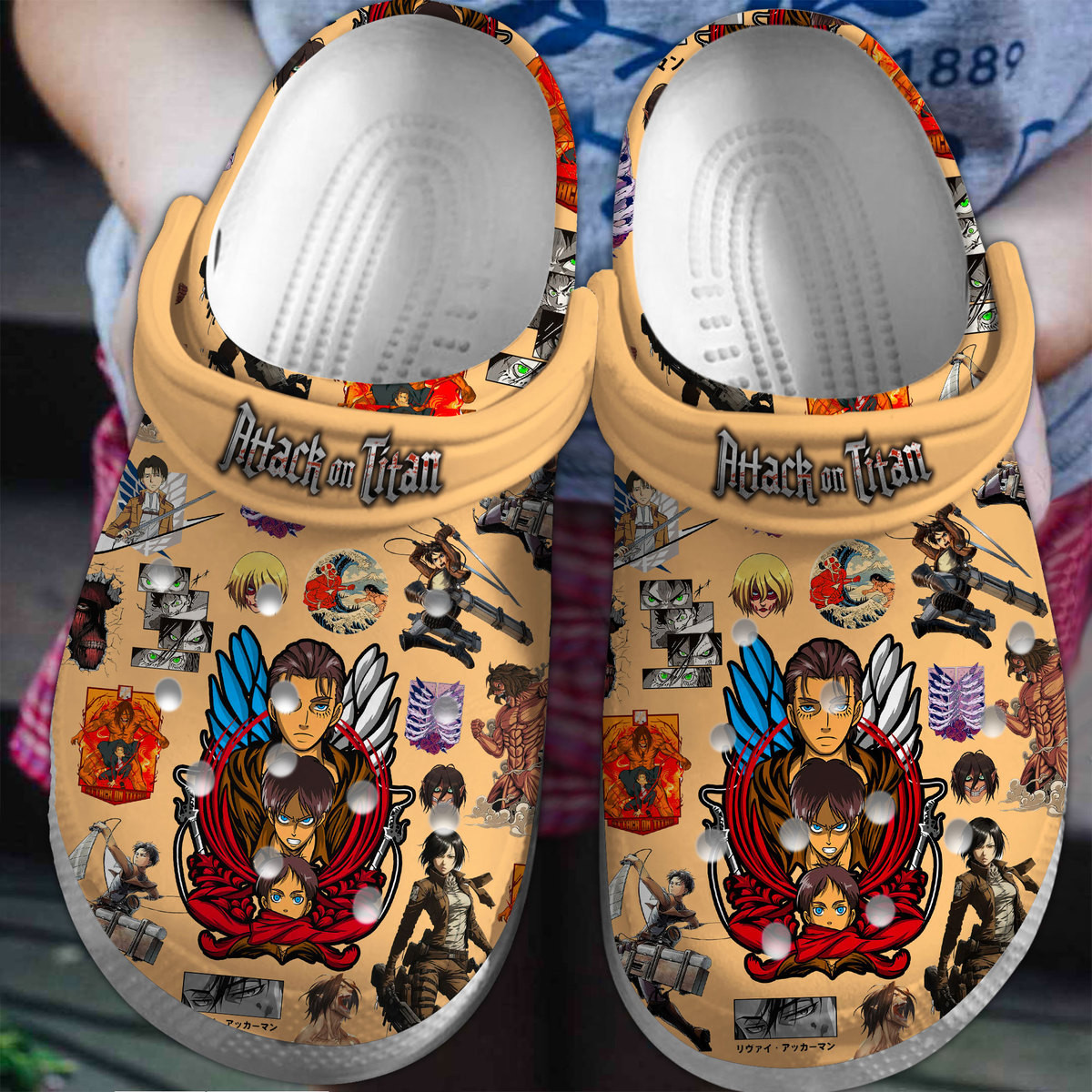 Footwearmerch Attack On Titan Anime Cartoon Premium Crocs Crocband Clogs Shoes Comfortable For Men Women and Kids