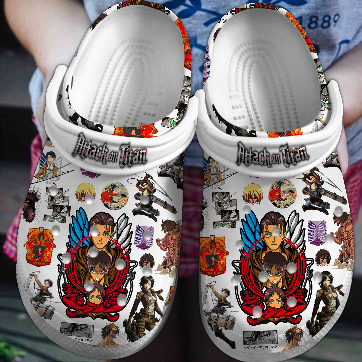 Footwearmerch Attack On Titan Anime Cartoon Premium Crocs Crocband Clogs Shoes Comfortable For Men Women and Kids