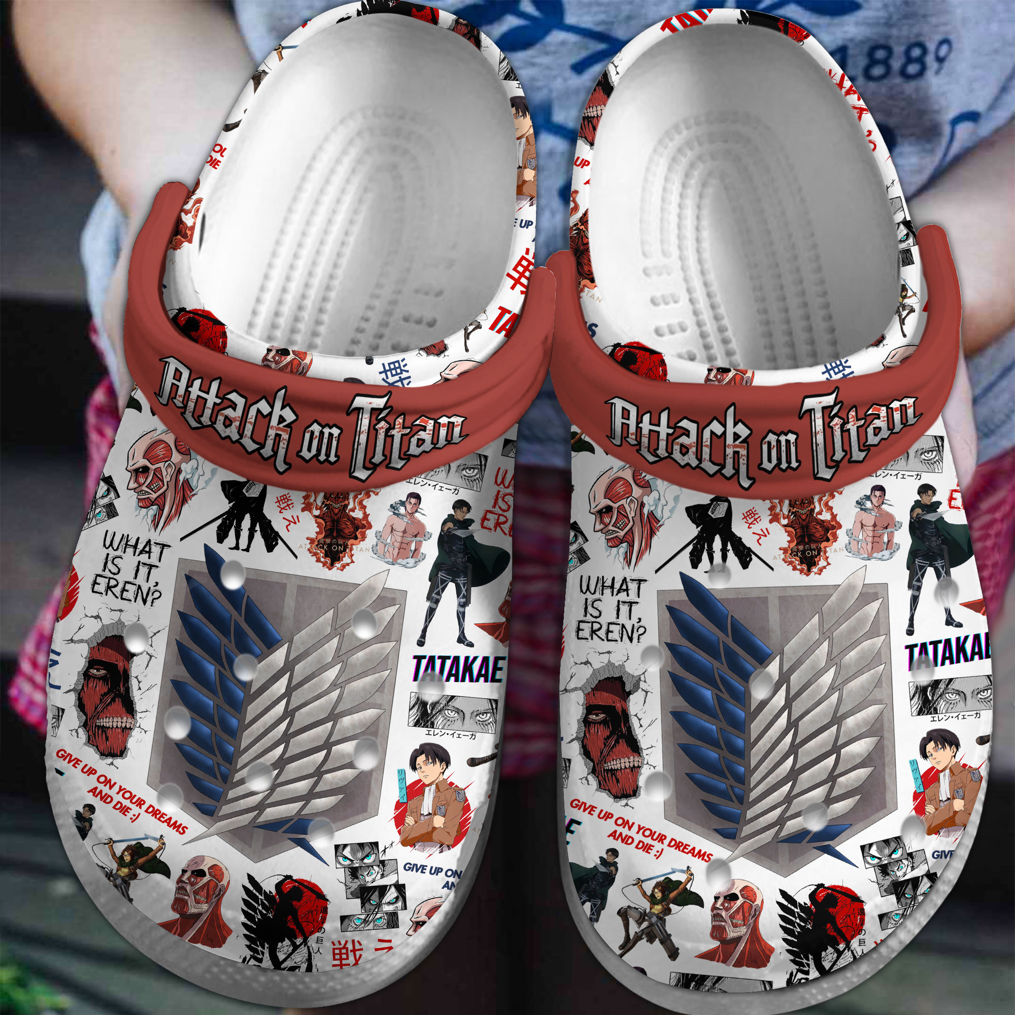 Footwearmerch Attack on Titan Anime Crocs Crocband Clogs Shoes Comfortable For Men Women and Kids