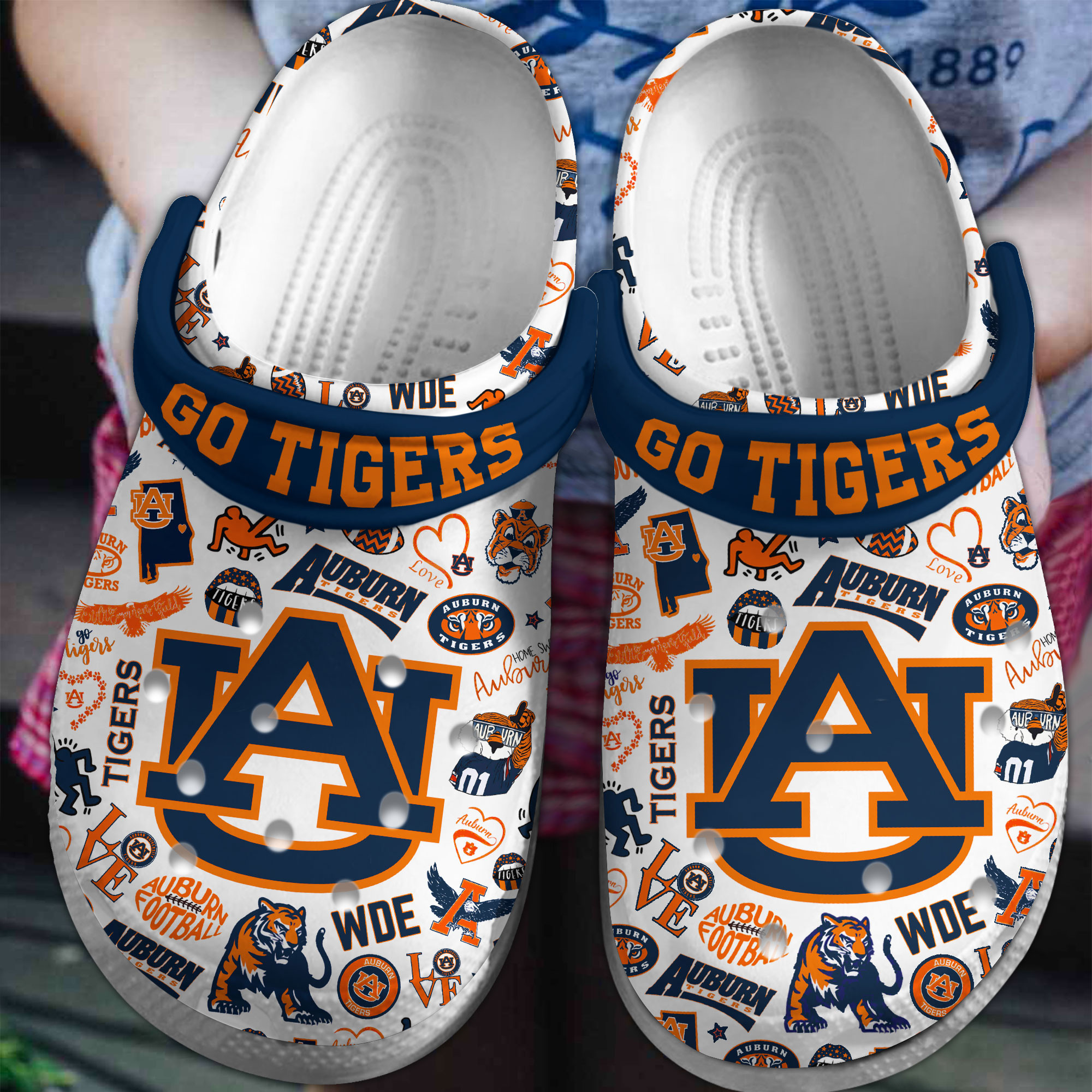 Footwearmerch Auburn Tigers NCAA Sport Crocs Crocband Clogs Shoes Comfortable For Men Women and Kids