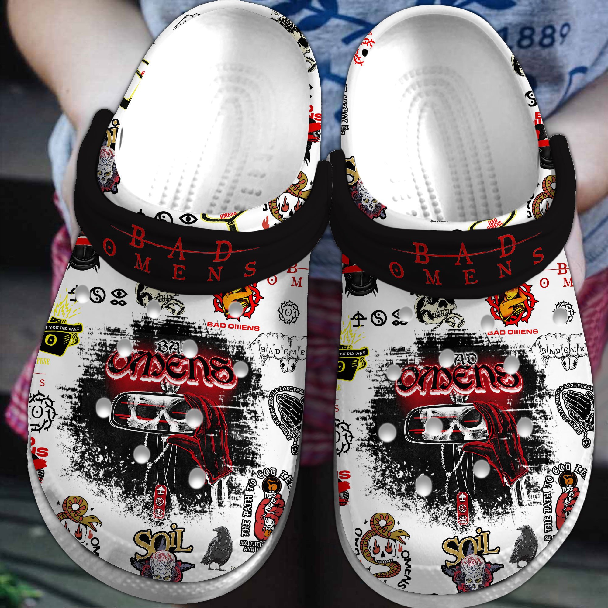 Footwearmerch Bad Omens Music Crocs Crocband Clogs Shoes Comfortable For Men Women and Kids