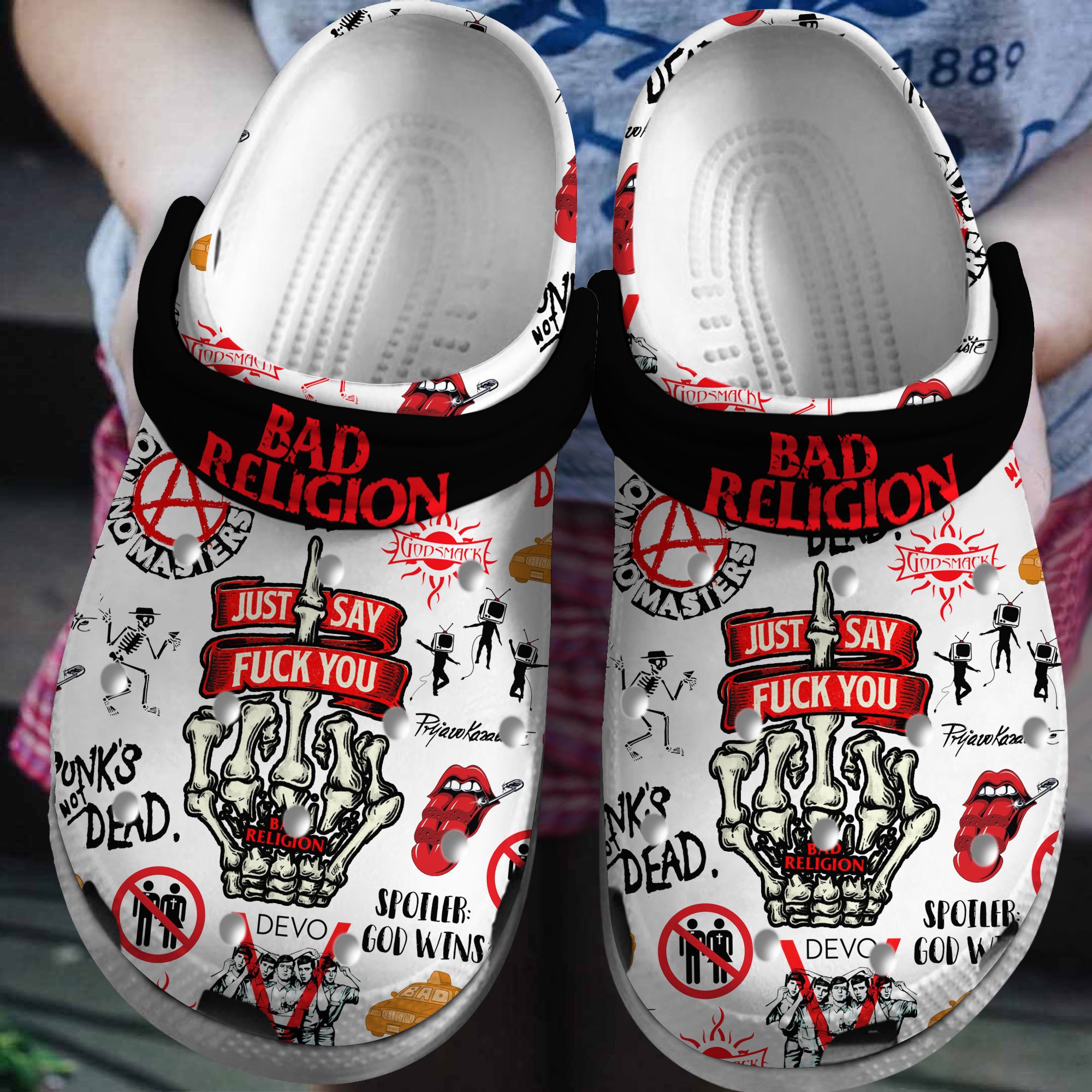 Footwearmerch Bad Religion Music Crocs Crocband Clogs Shoes Comfortable For Men Women and Kids