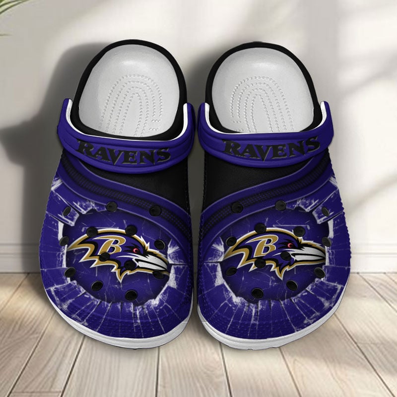 Footwearmerch Baltimore Ravens NFL Crocs Crocband Clogs Shoes Comfortable For Men Women and Kids