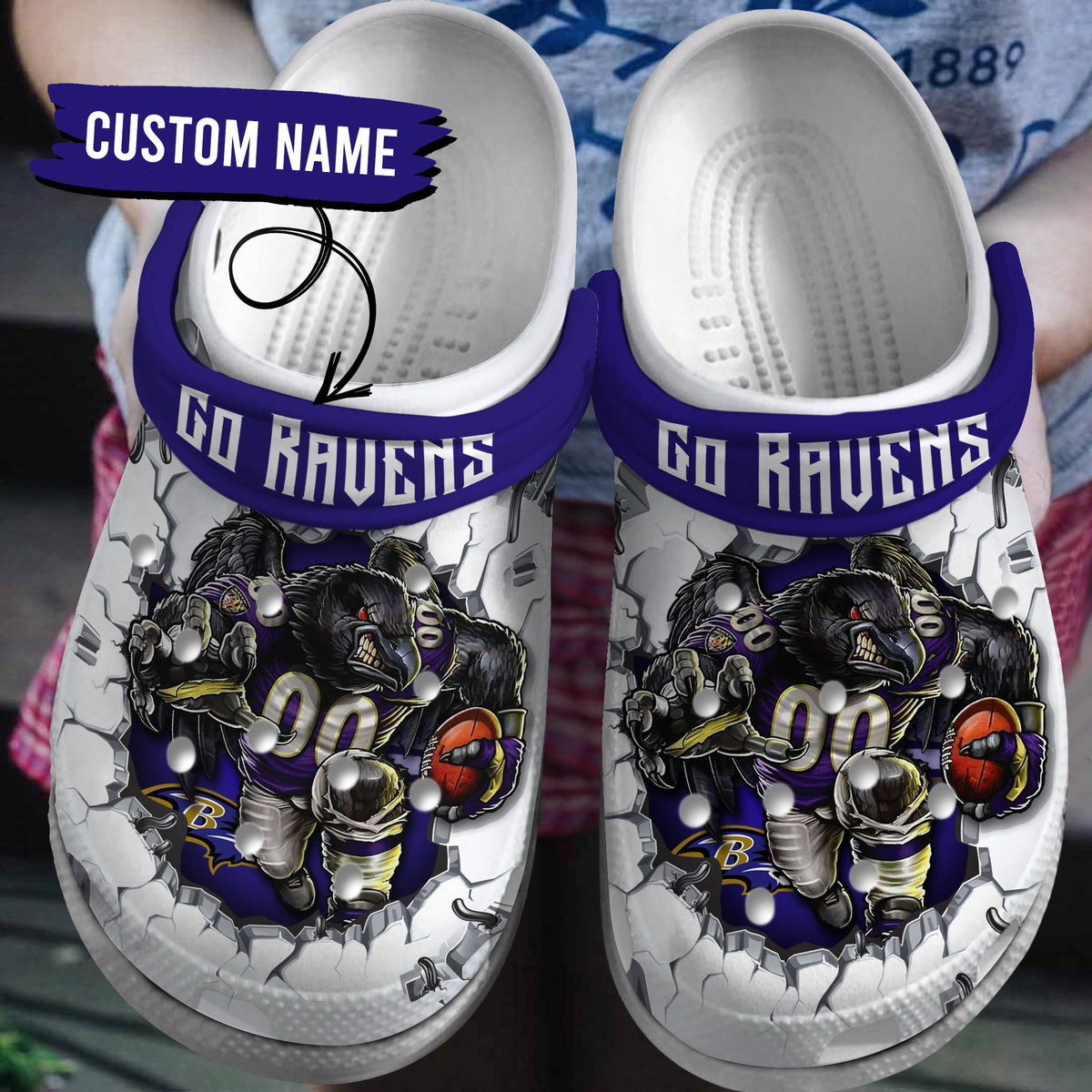 Footwearmerch Baltimore Ravens NFL Sport Crocs Crocband Clogs Shoes Comfortable For Men Women and Kids