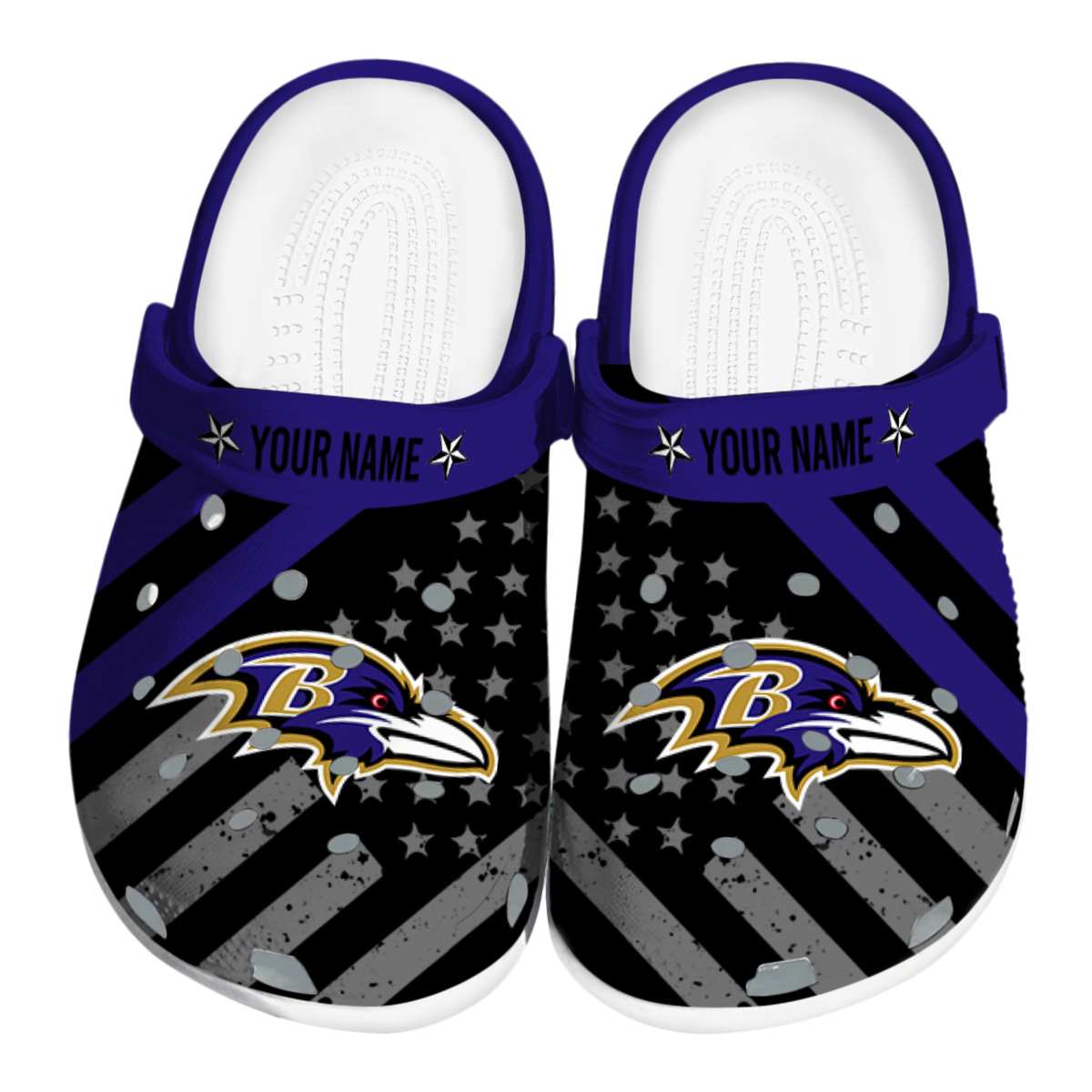 Footwearmerch Baltimore Ravens NFL Sport Crocs Crocband Clogs Shoes Comfortable For Men Women and Kids