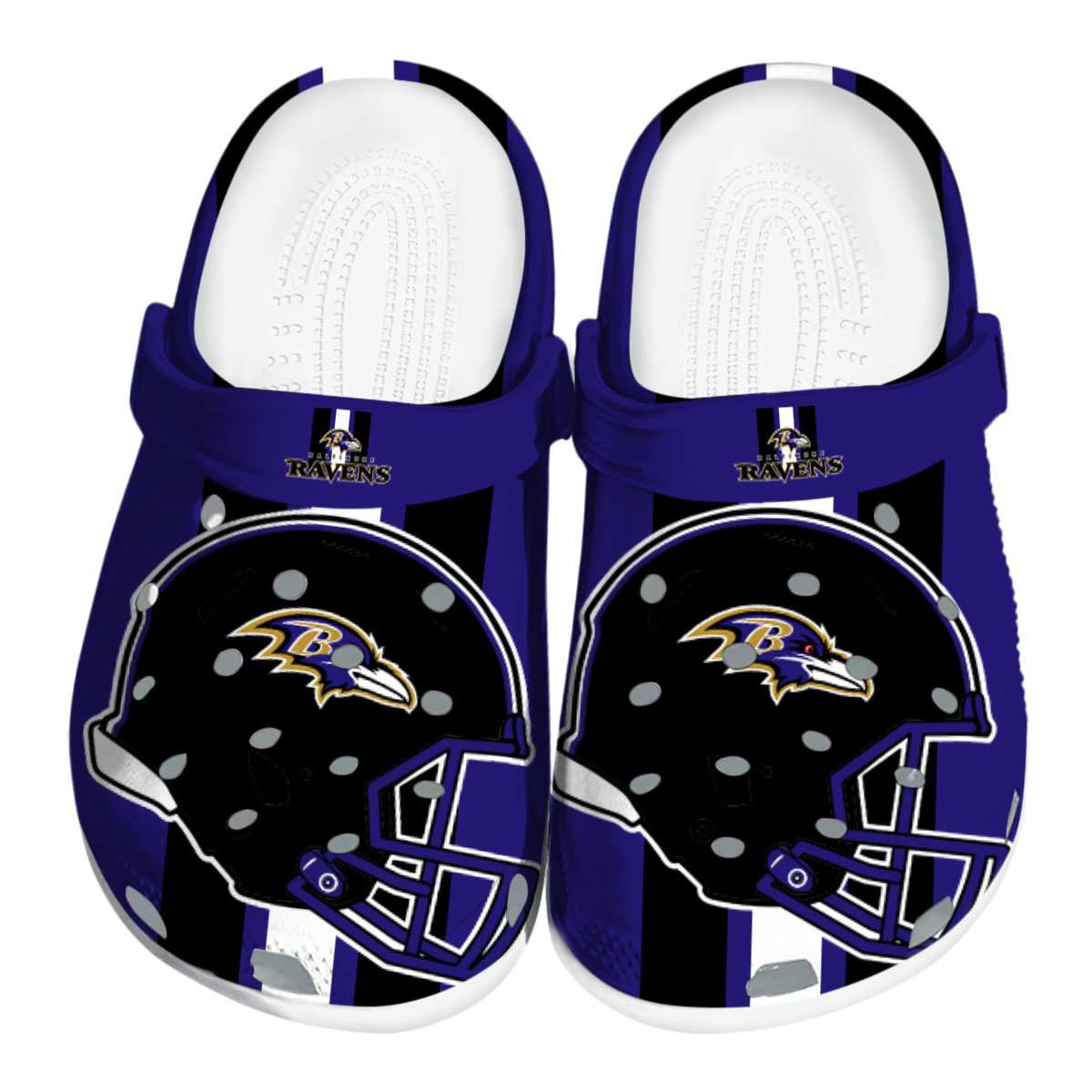 Footwearmerch Baltimore Ravens NFL Sport Crocs Crocband Clogs Shoes Comfortable For Men Women and Kids
