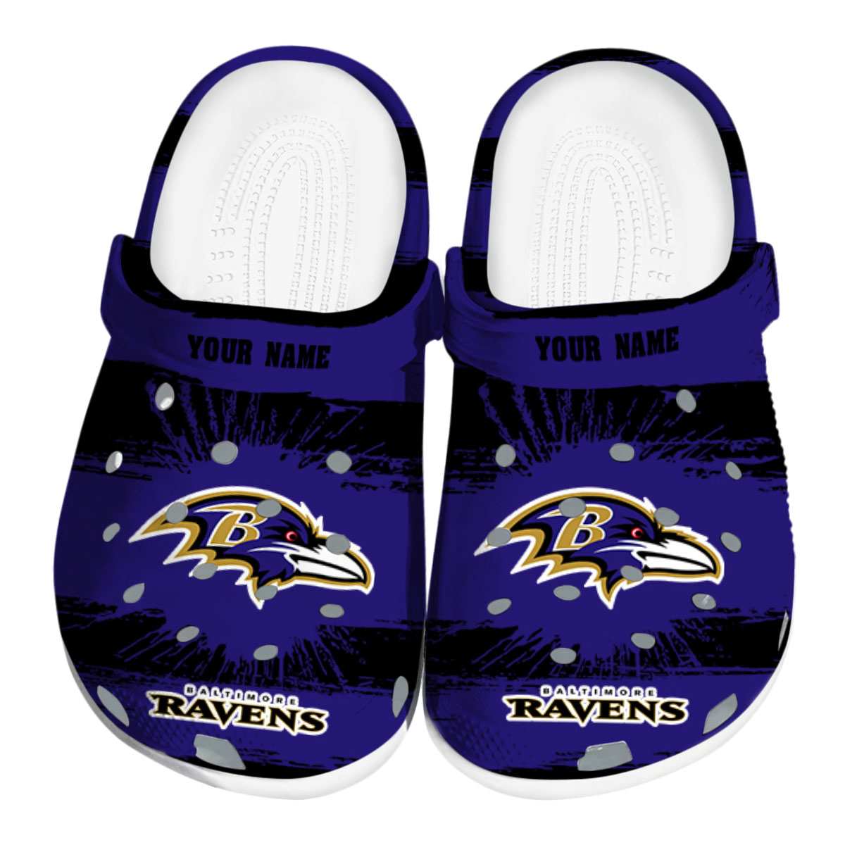 Footwearmerch Baltimore Ravens NFL Sport Crocs Crocband Clogs Shoes Comfortable For Men Women and Kids