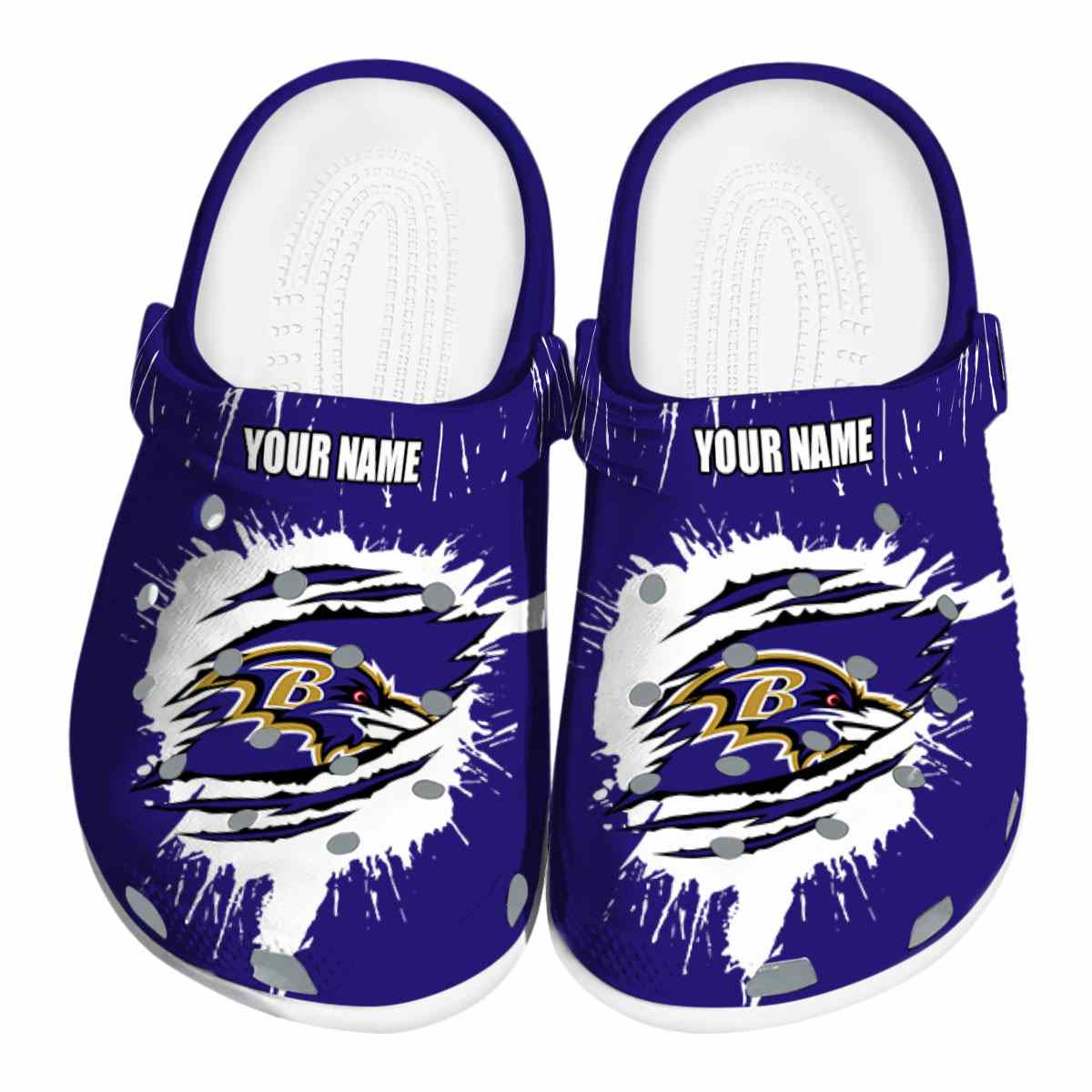 Footwearmerch Baltimore Ravens NFL Sport Crocs Crocband Clogs Shoes Comfortable For Men Women and Kids