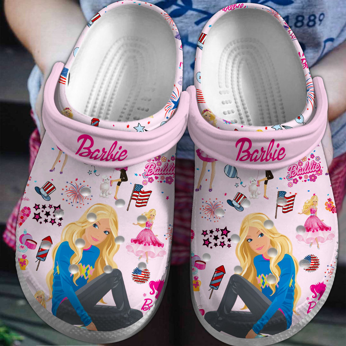 Footwearmerch Barbie Movie Cartoon Crocs Crocband Clogs Shoes Comfortable For Men Women and Kids